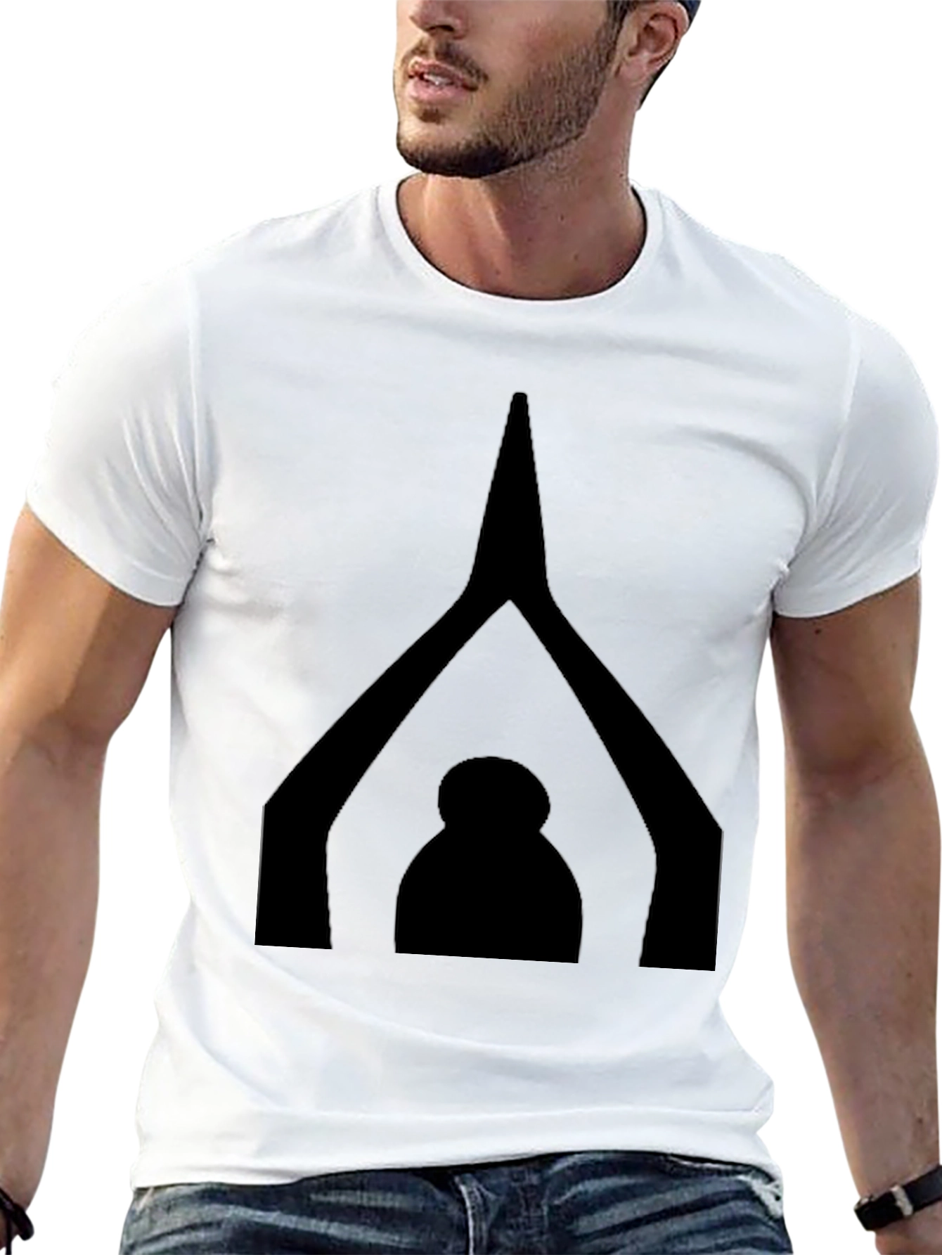 Modern Geometric Graphic Tee - Black