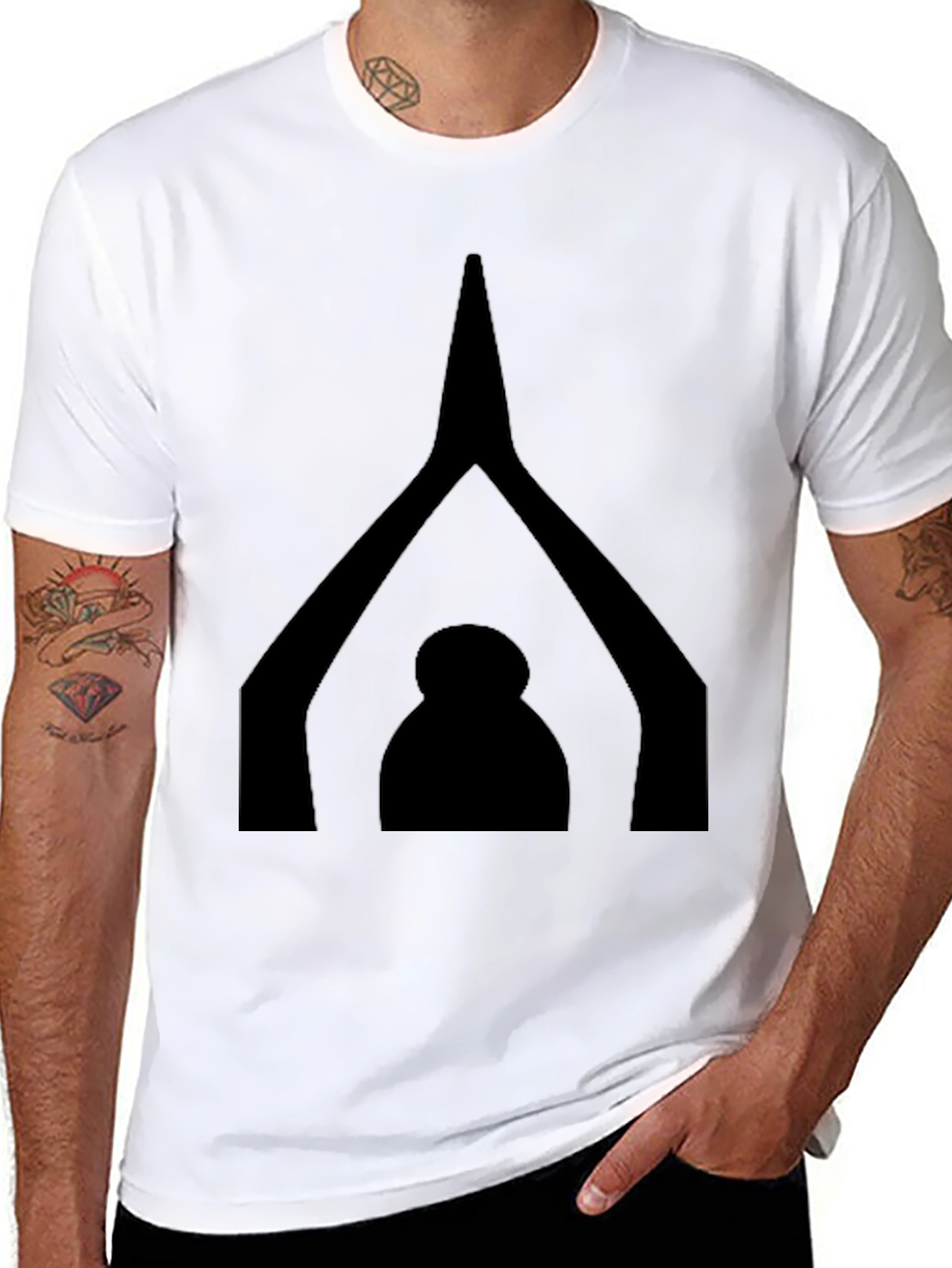 Modern Geometric Graphic Tee - Black