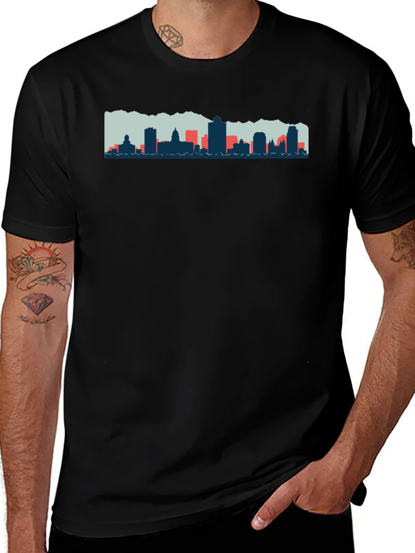 Cityscape Graphic Tee - Mens Black T-Shirt