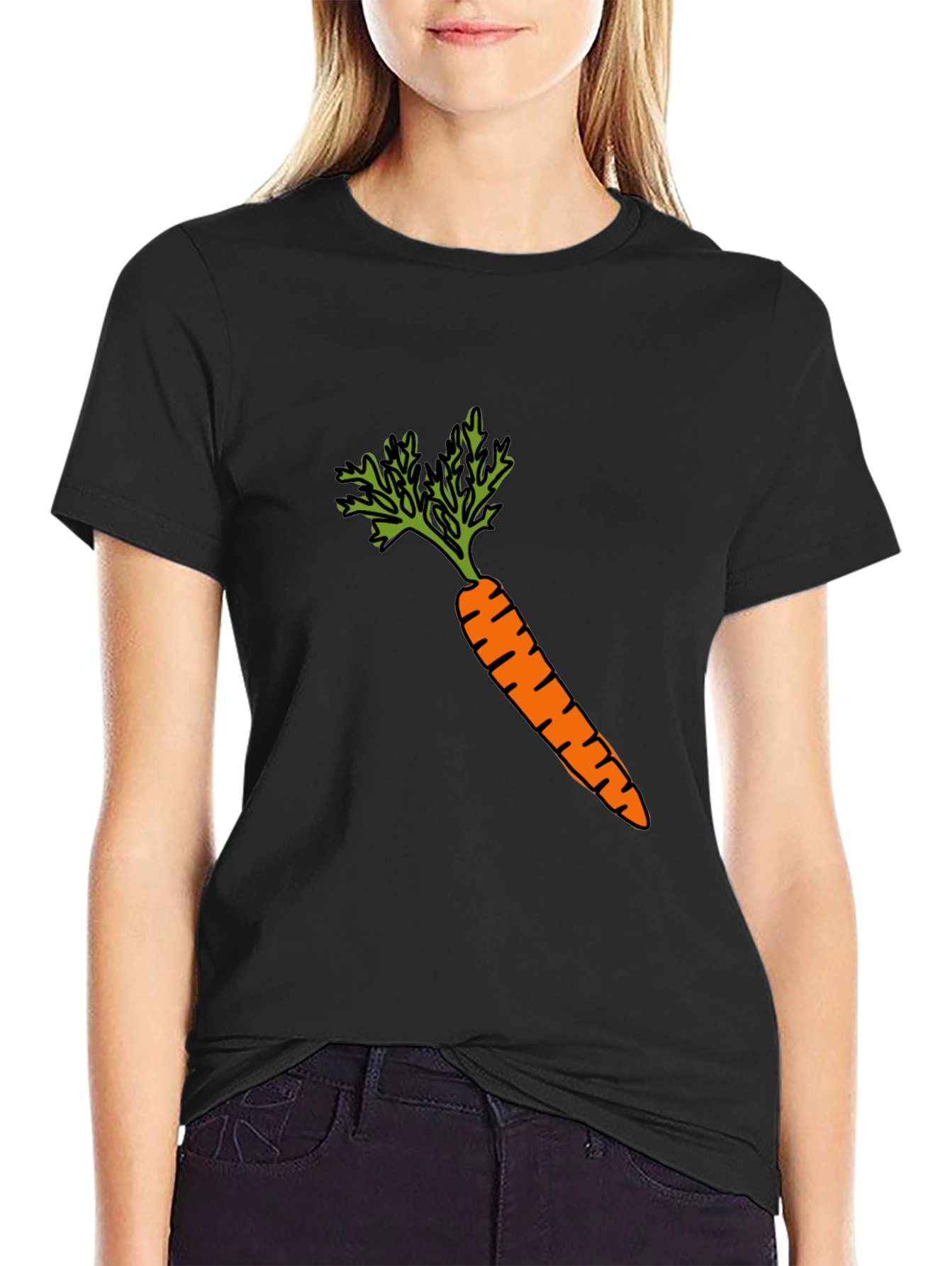 Mens Carrot Graphic Tee - Black Cotton Blend