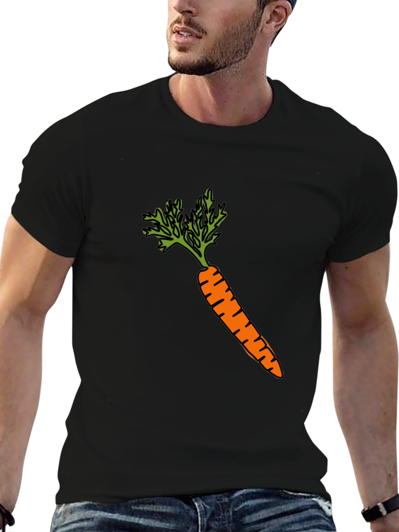 Mens Carrot Graphic Tee - Black Cotton Blend