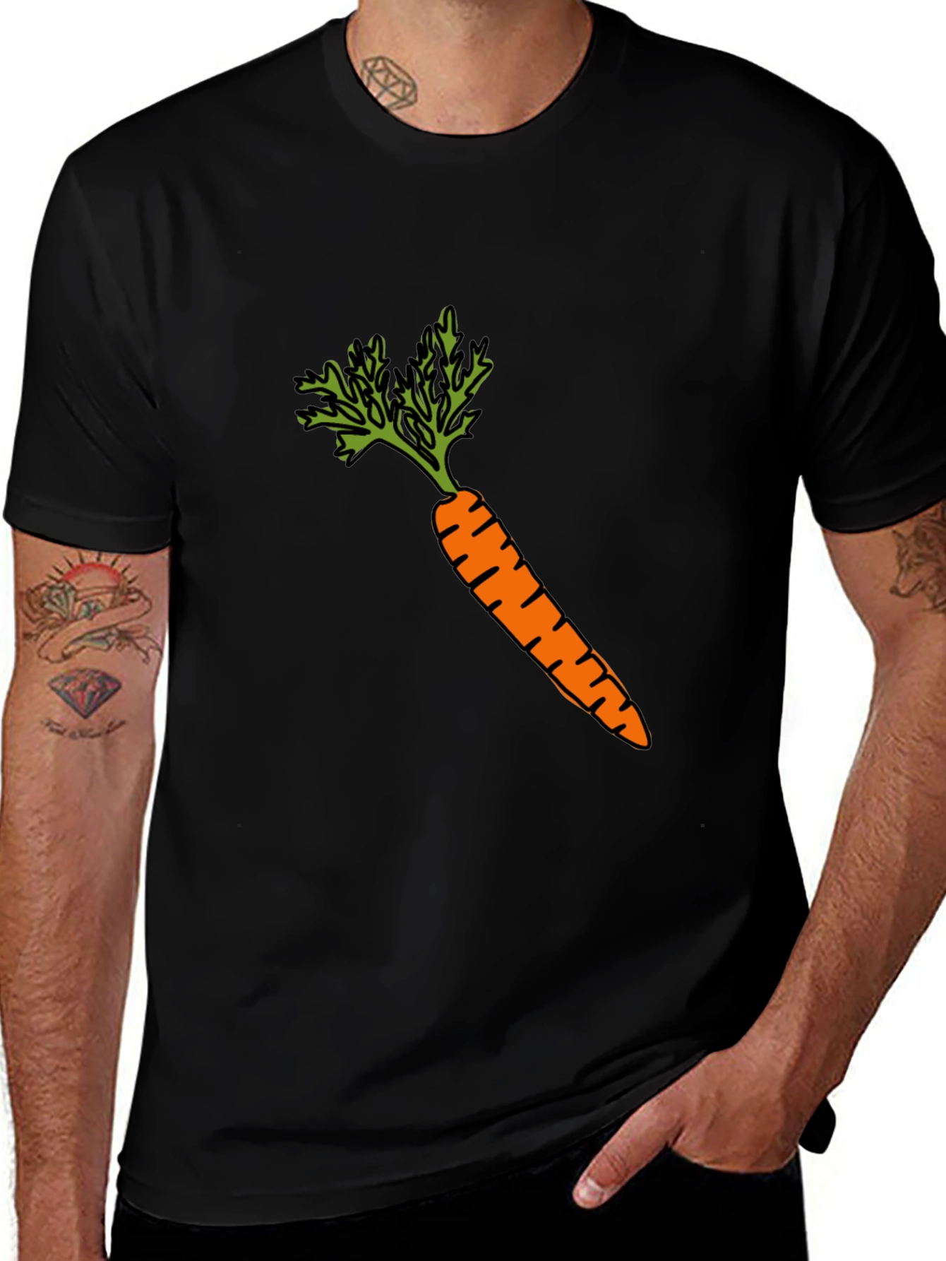 Mens Carrot Graphic Tee - Black Cotton Blend