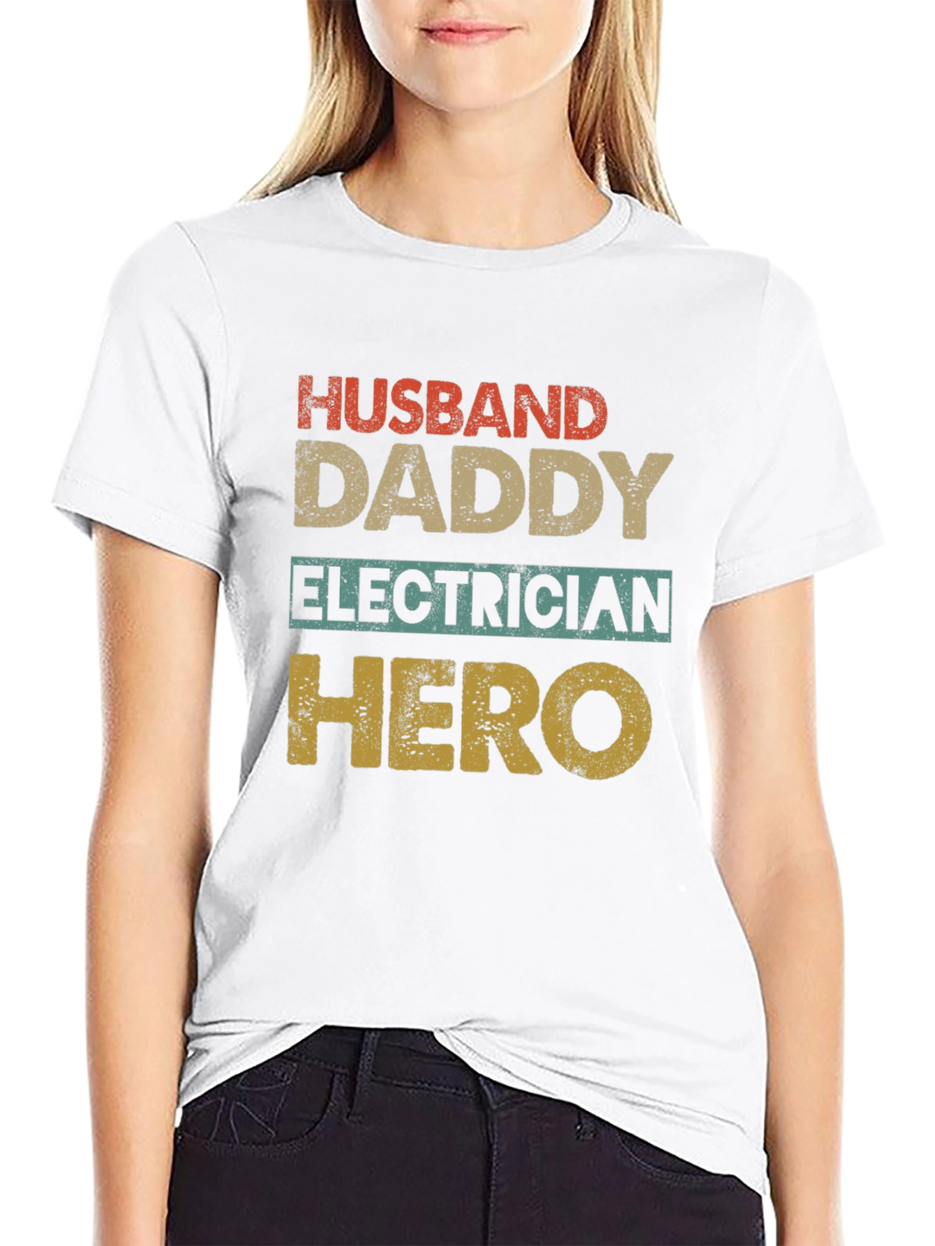 Husband Daddy Electrician Hero Graphic T-Shirt