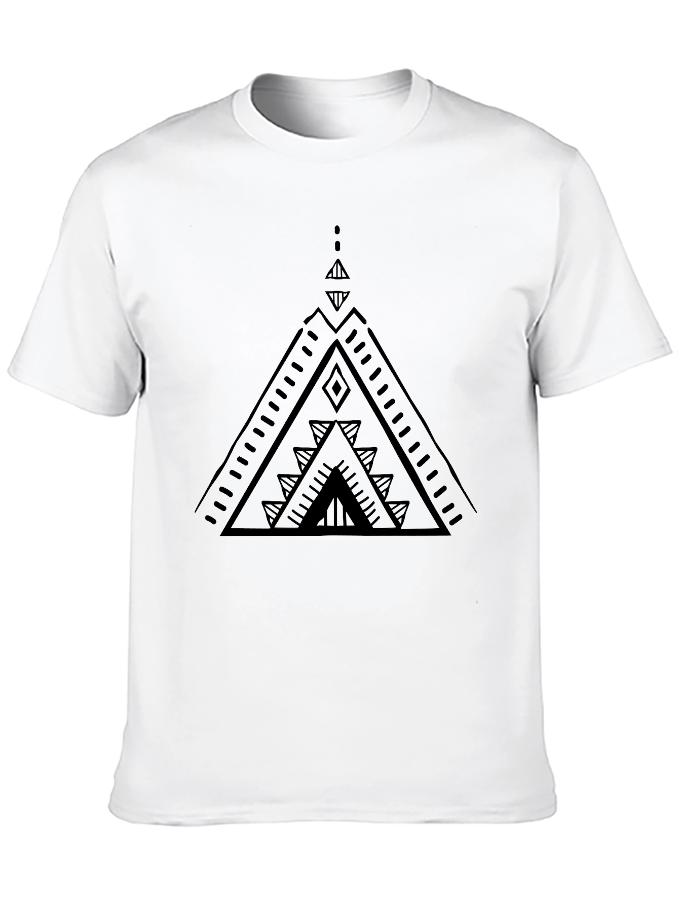 Geometric Triangle Design Black T-Shirt