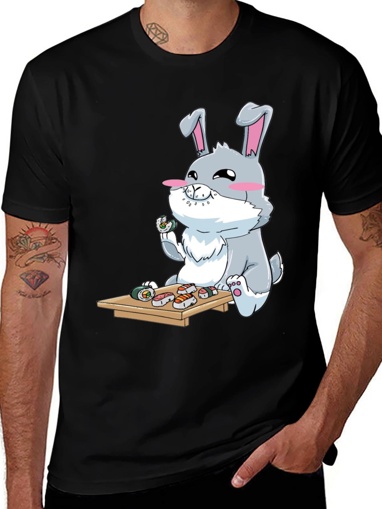 Sushi Loving Bunny Graphic T-Shirt