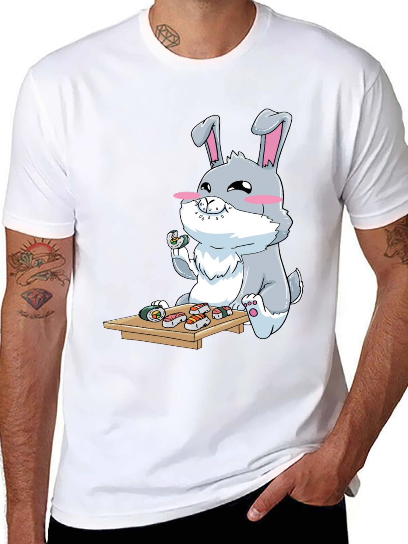 Sushi Loving Bunny Graphic T-Shirt