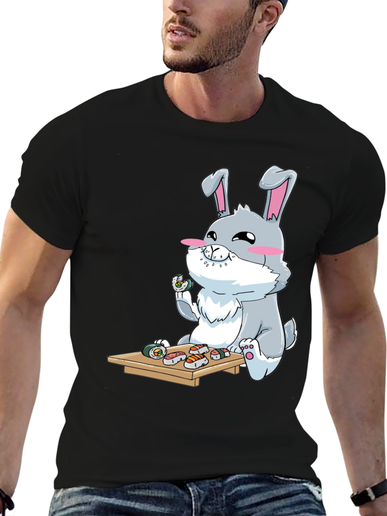 Sushi Loving Bunny Graphic T-Shirt