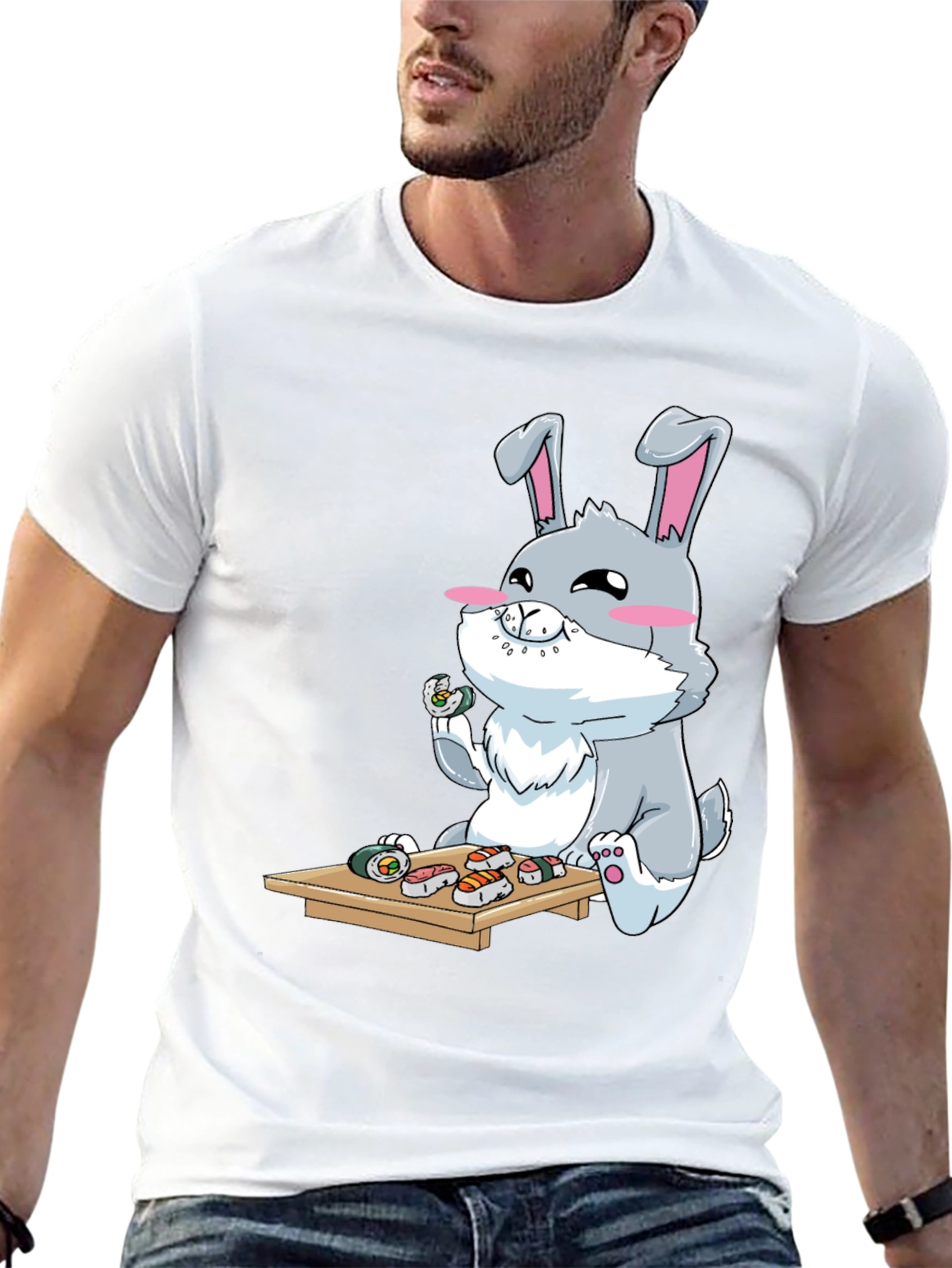 Sushi Loving Bunny Graphic T-Shirt