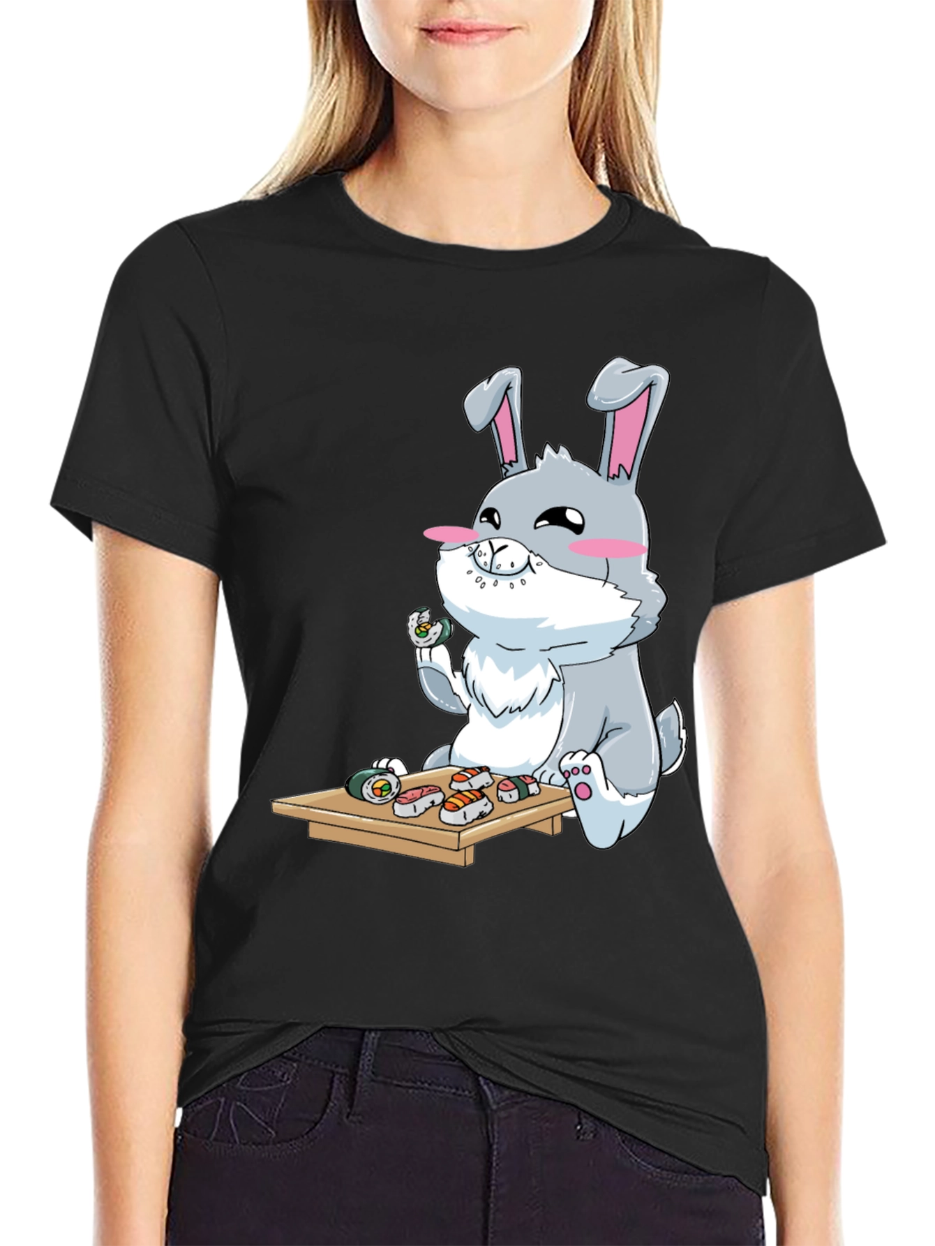 Sushi Loving Bunny Graphic T-Shirt