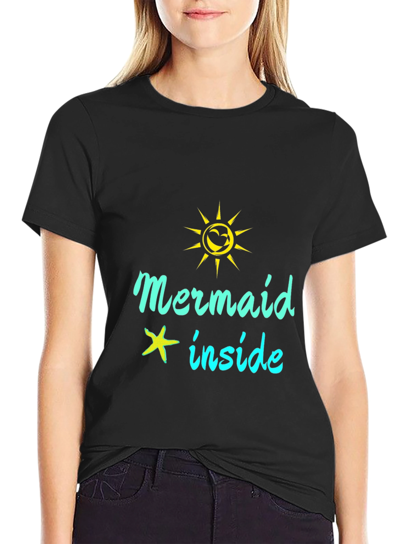 Mermaid Inside Graphic Tee - Black