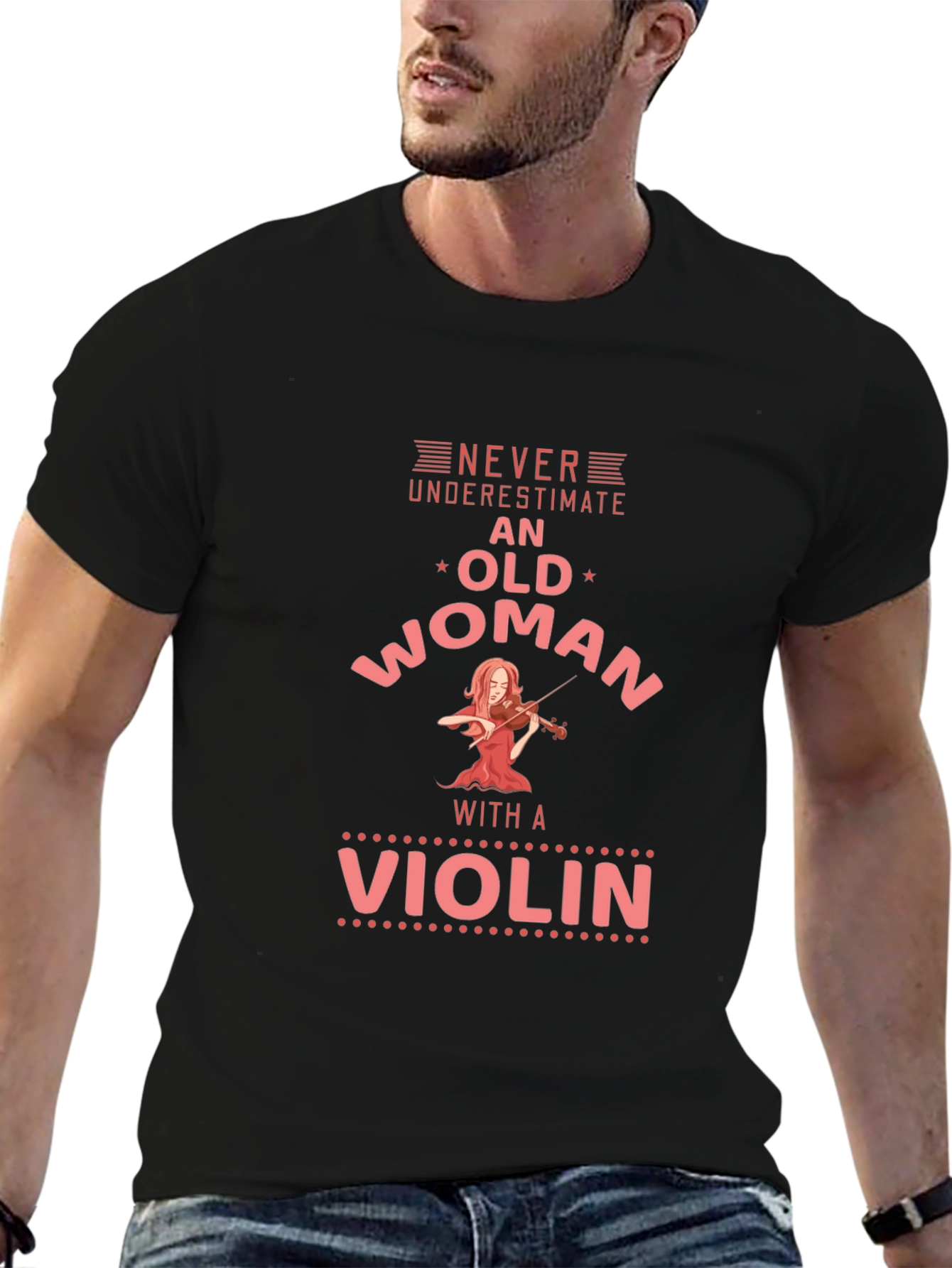 Never Underestimate an Old Woman with a Violin T-Shirt