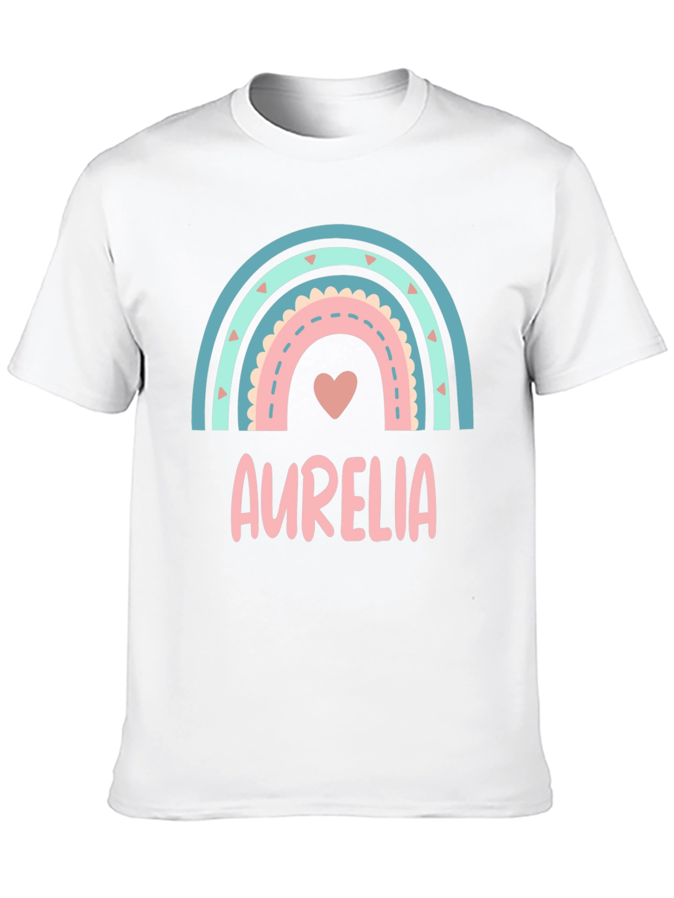 Aurelia Rainbow Heart T-Shirt - Custom Name Tee