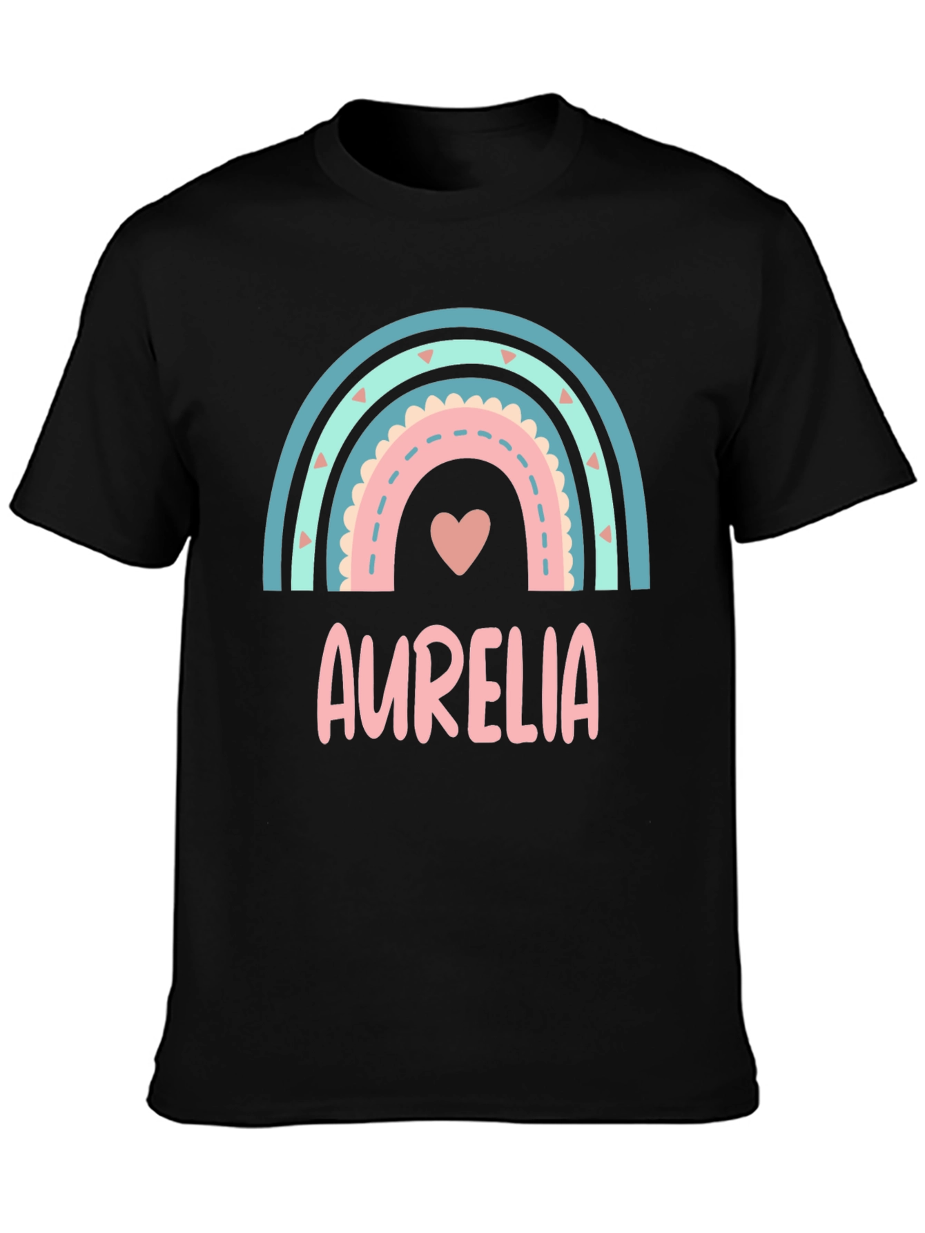 Aurelia Rainbow Heart T-Shirt - Custom Name Tee