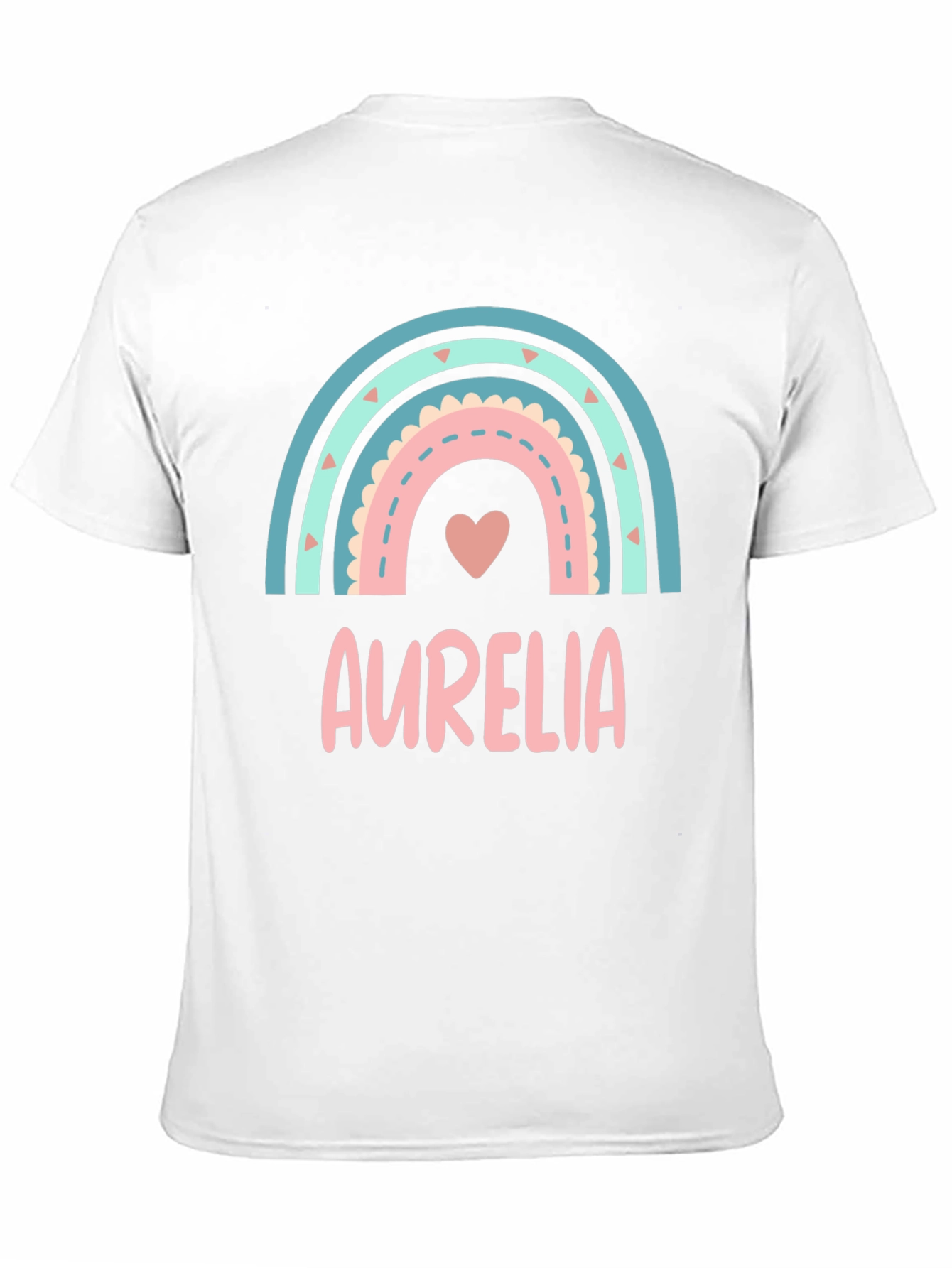 Aurelia Rainbow Heart T-Shirt - Custom Name Tee