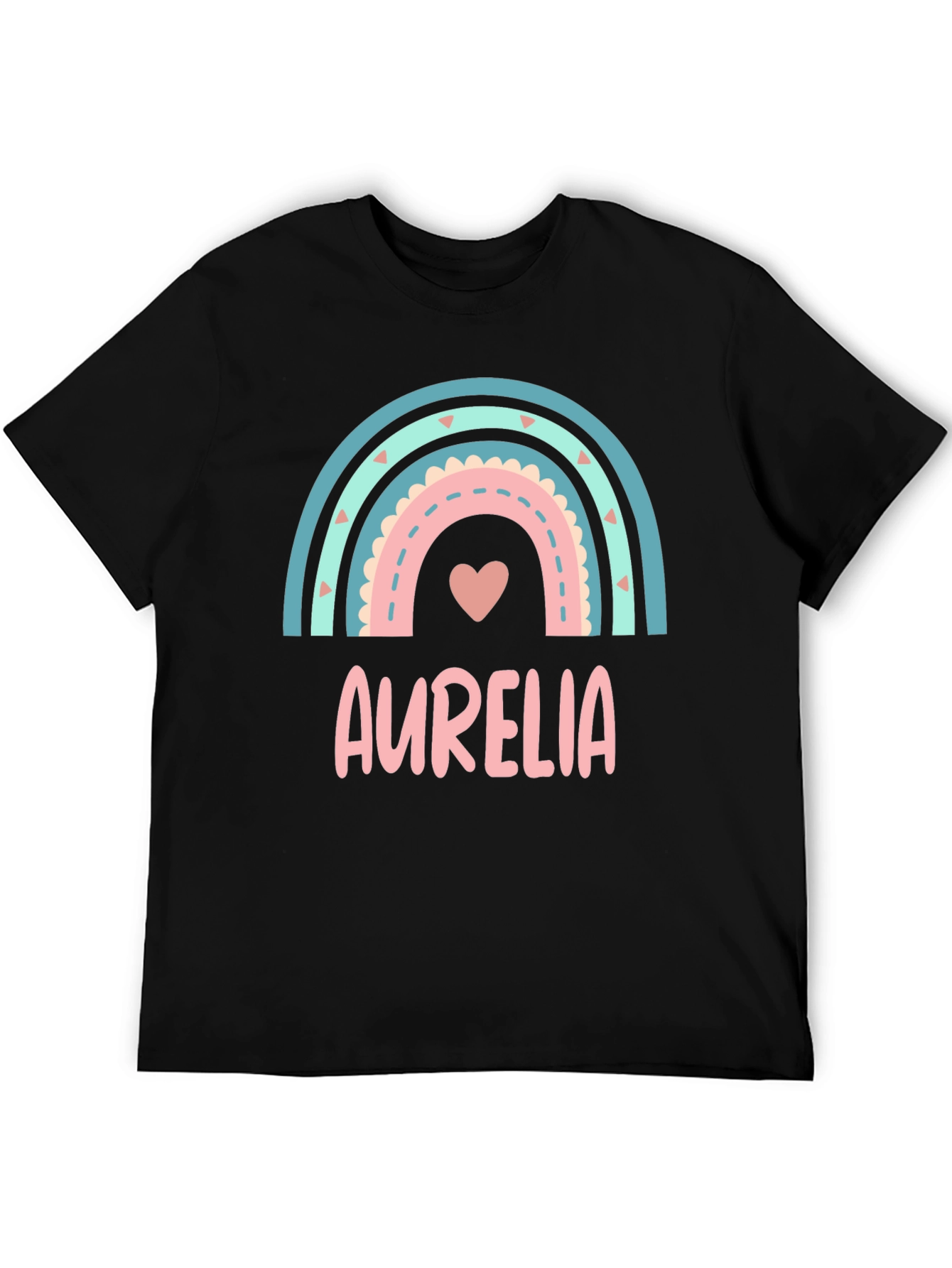Aurelia Rainbow Heart T-Shirt - Custom Name Tee