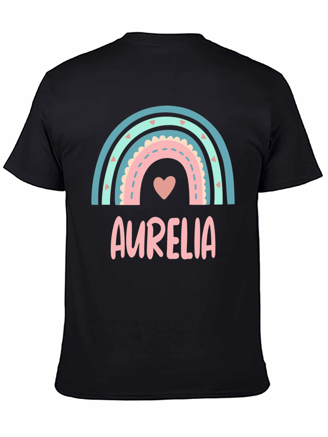 Aurelia Rainbow Heart T-Shirt - Custom Name Tee