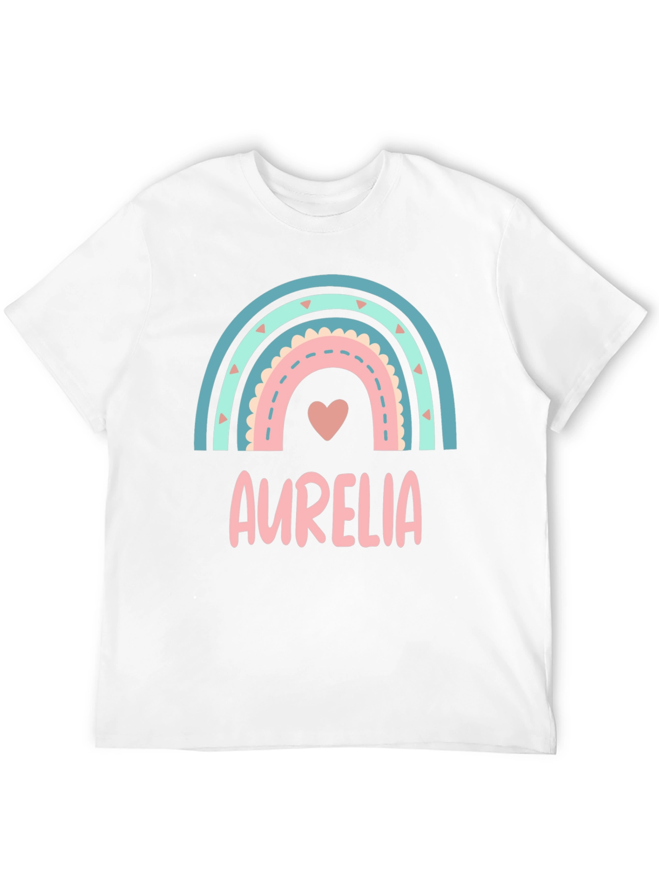 Aurelia Rainbow Heart T-Shirt - Custom Name Tee