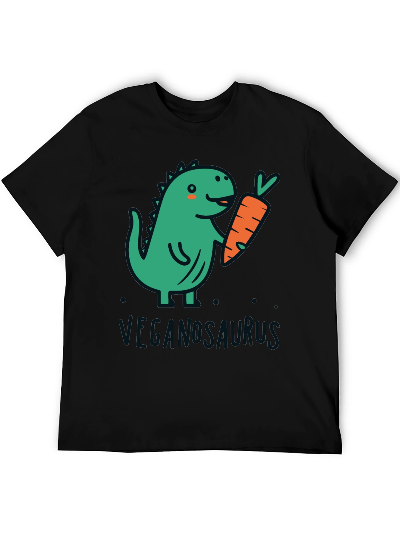 Veganosaurus Black T-Shirt - Cute Vegan Dinosaur Tee