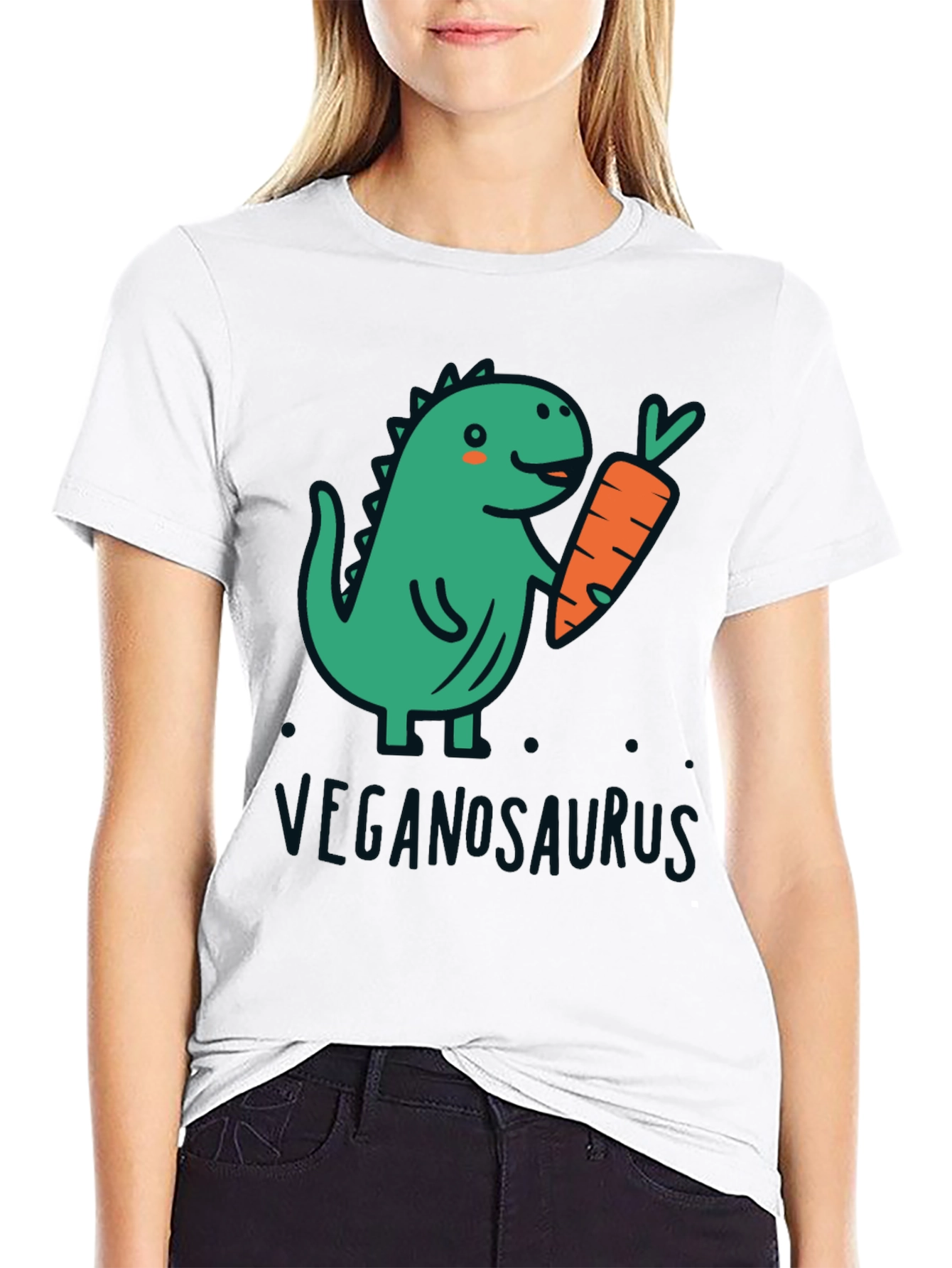 Veganosaurus Black T-Shirt - Cute Vegan Dinosaur Tee