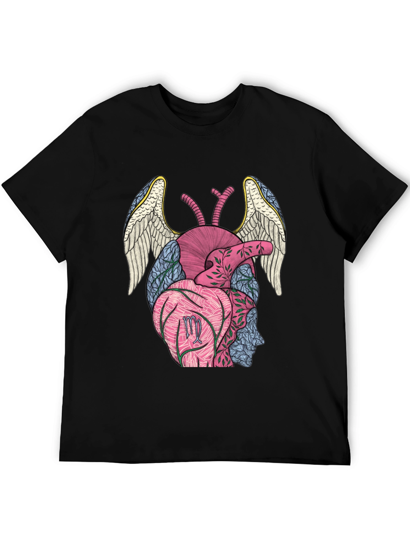 Virgo Heart Wings T-Shirt - Black
