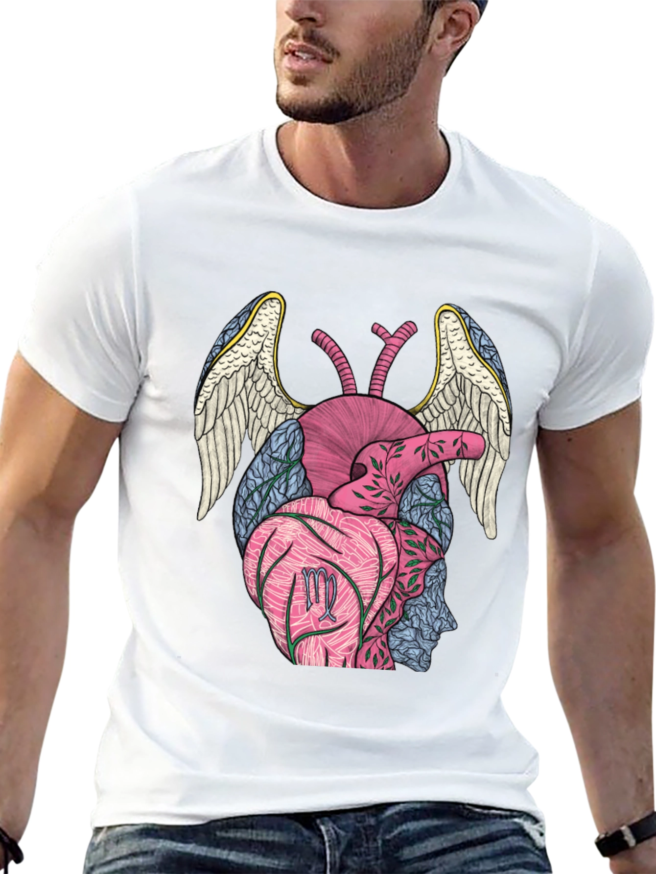 Virgo Heart Wings T-Shirt - Black