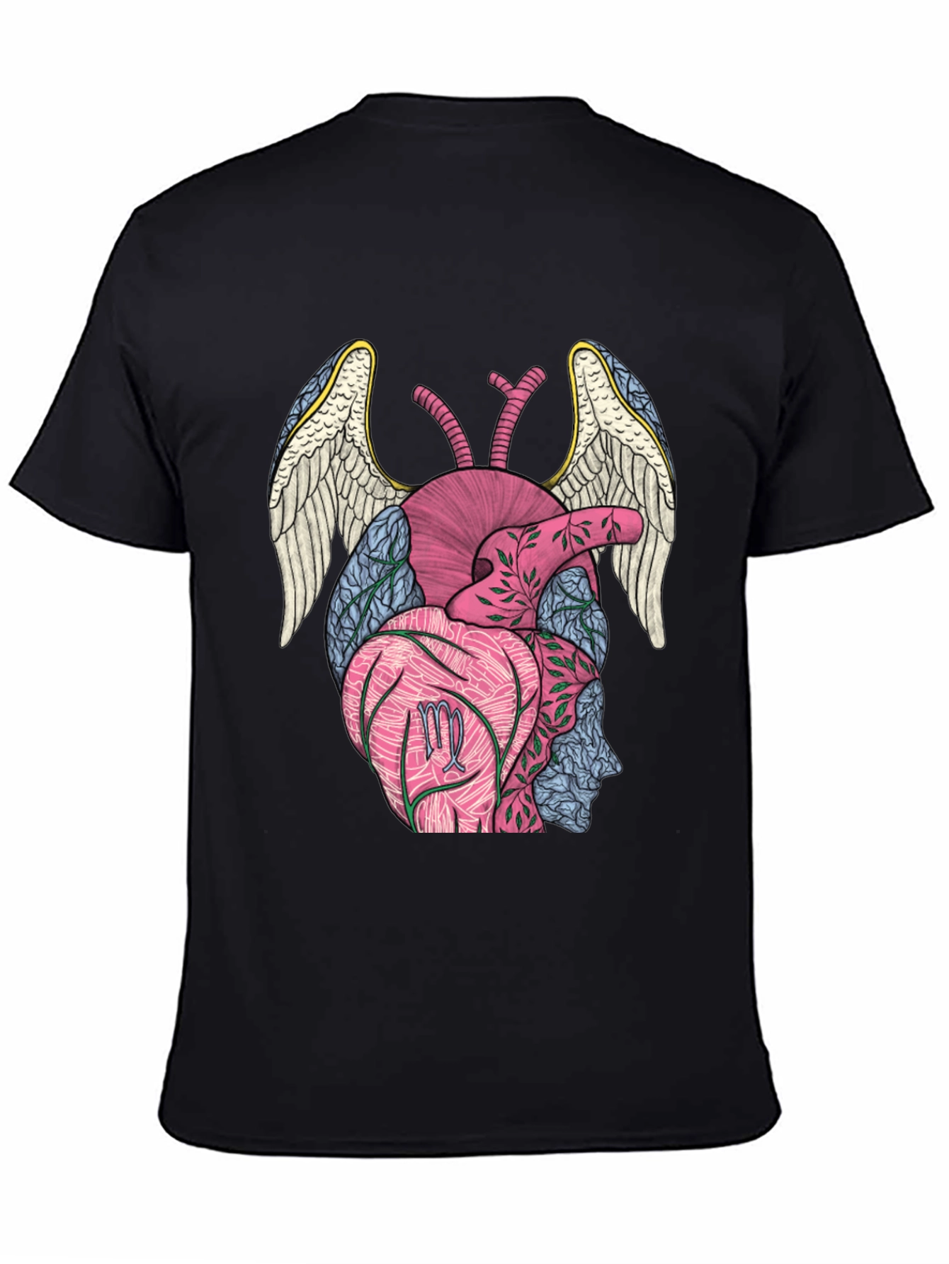 Virgo Heart Wings T-Shirt - Black