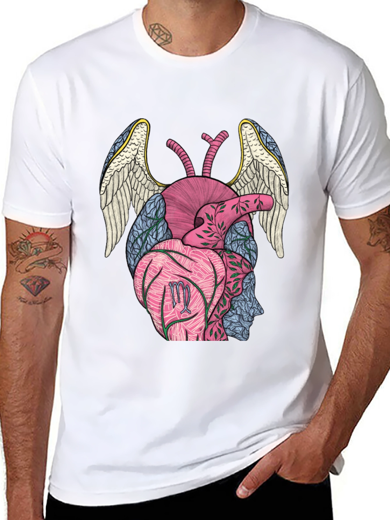 Virgo Heart Wings T-Shirt - Black