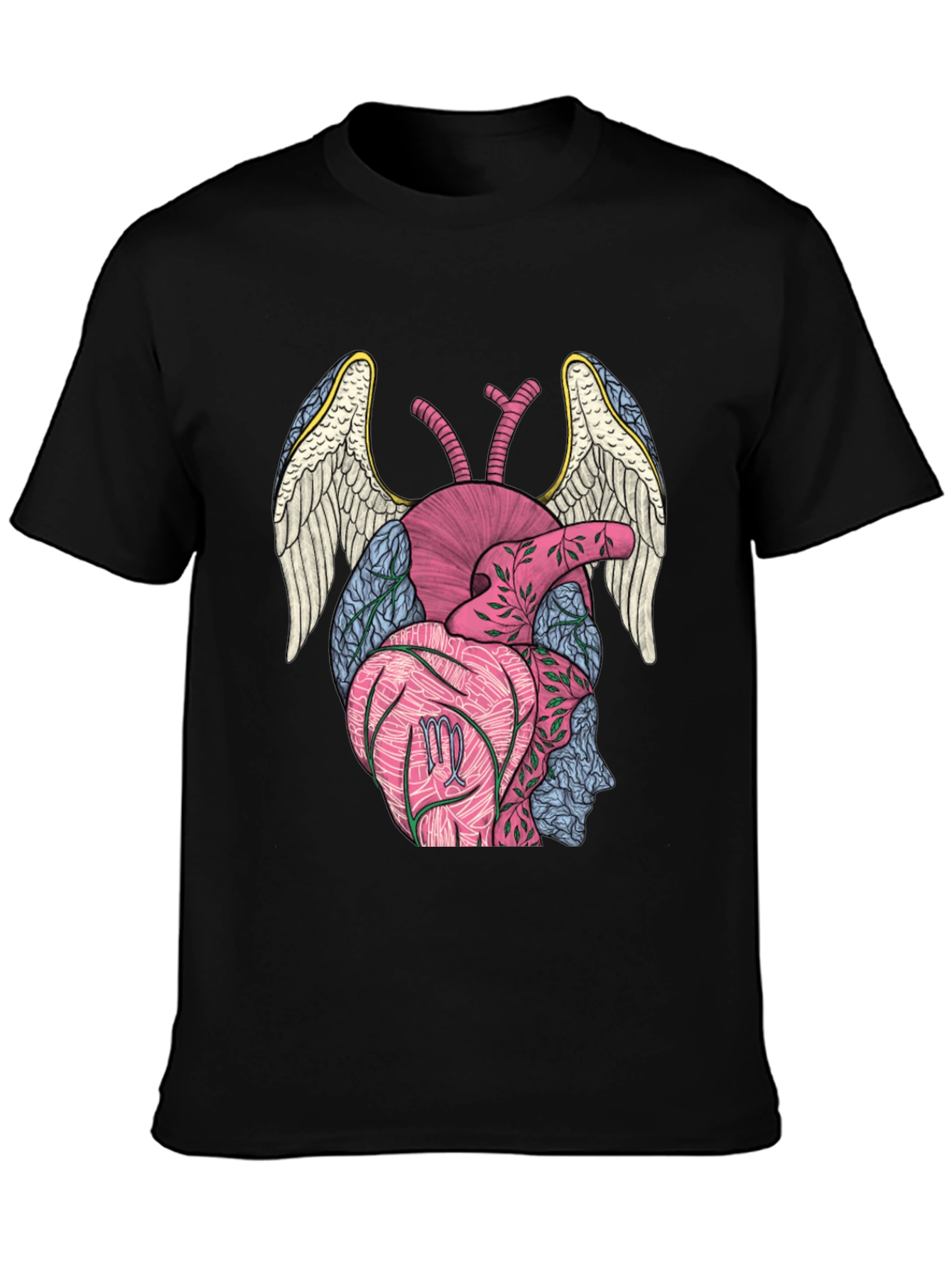 Virgo Heart Wings T-Shirt - Black