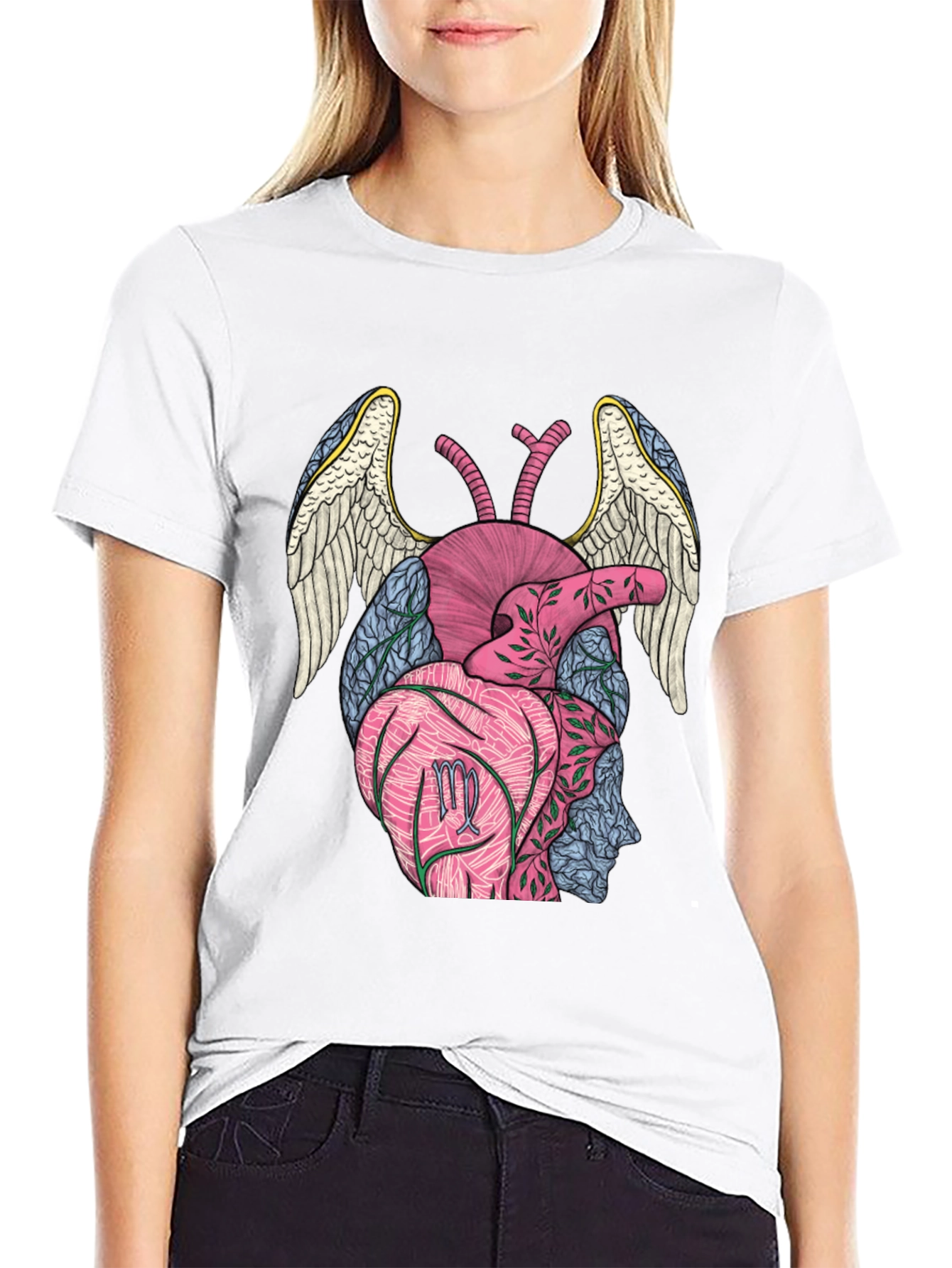 Virgo Heart Wings T-Shirt - Black