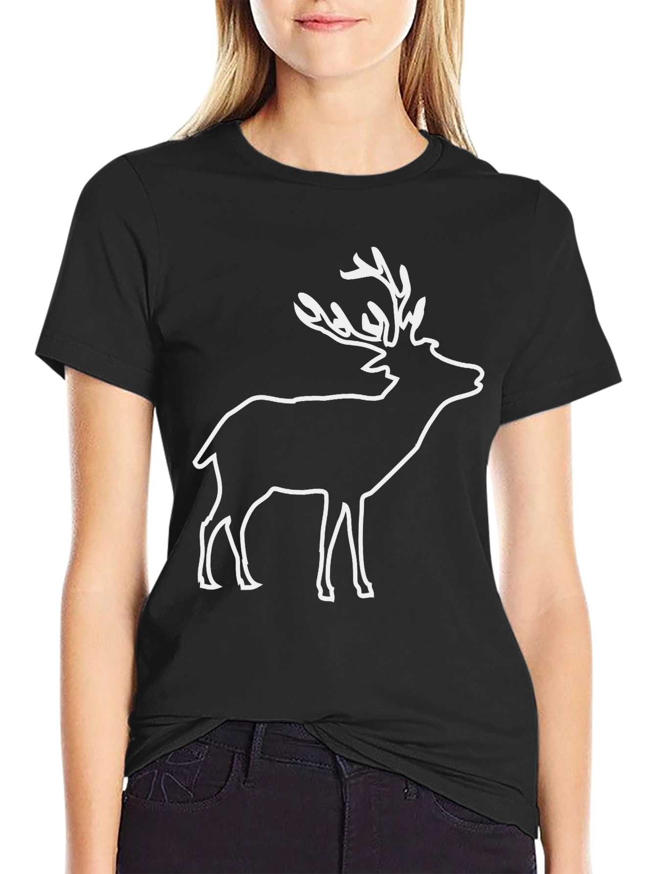 Mens Deer Graphic Tee - Black Short Sleeve