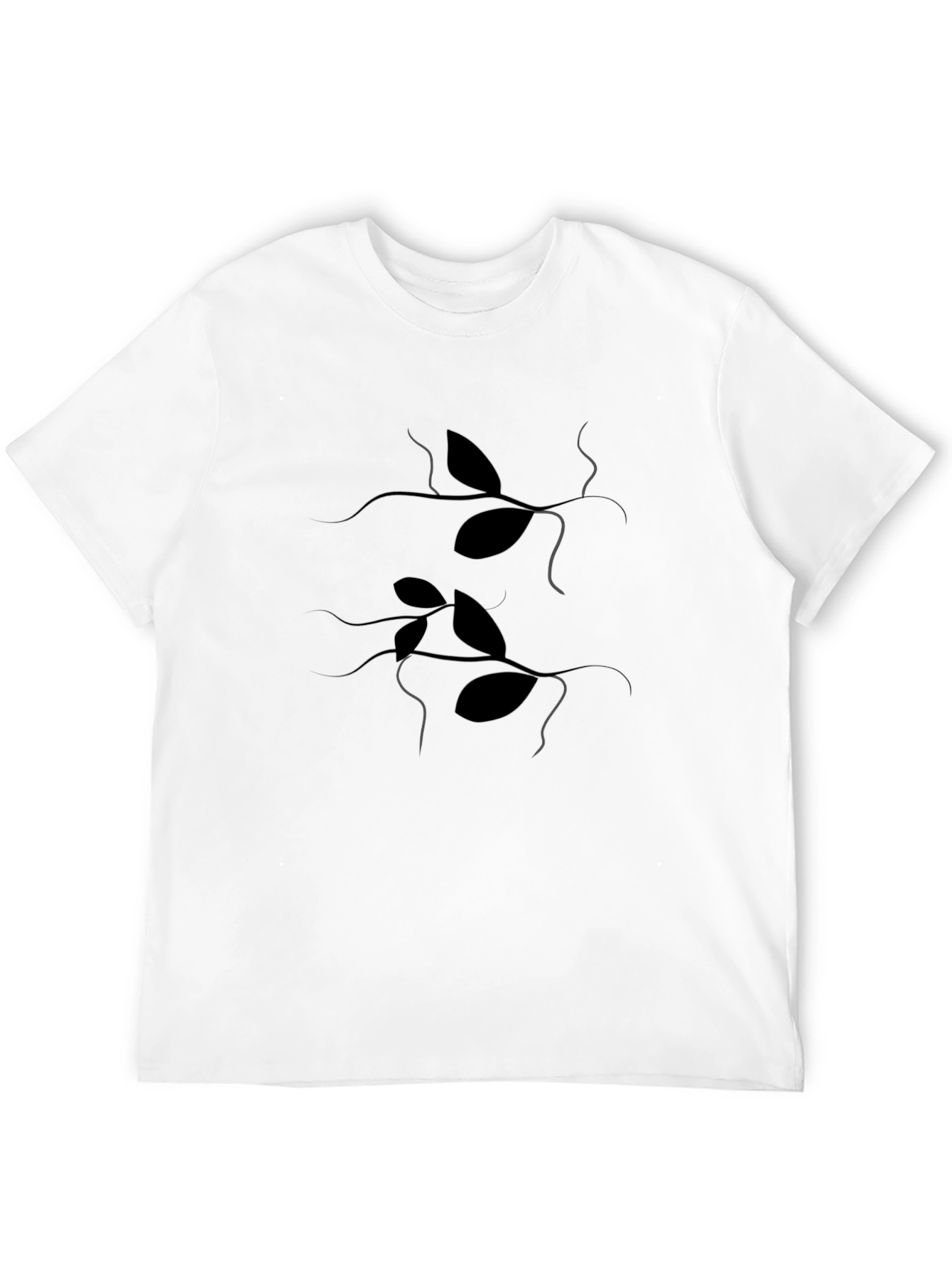 Elegant Black T-Shirt with Leaf Design