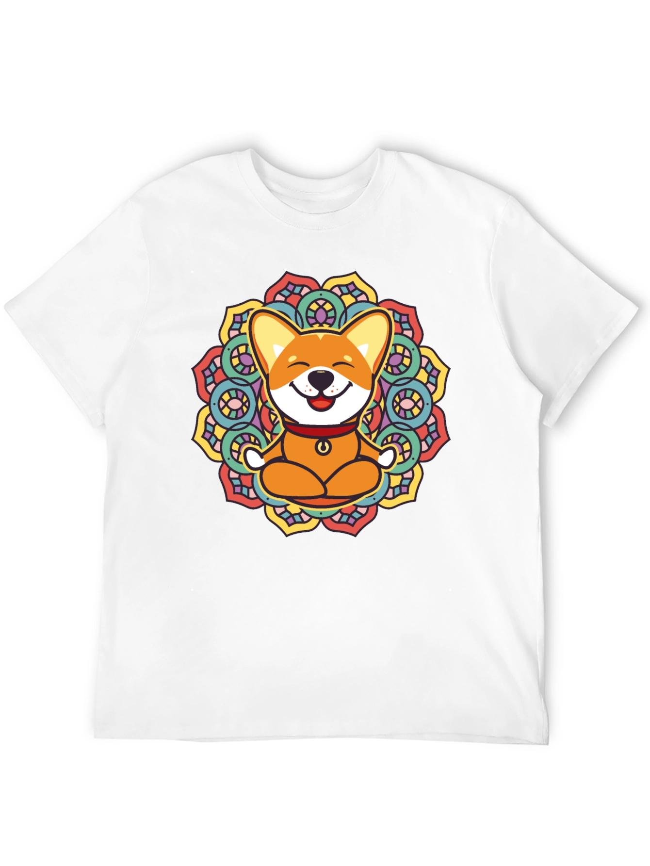 Yoga Corgi Mandala Black T-Shirt