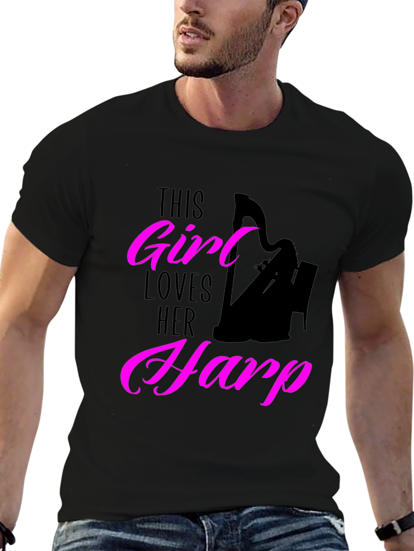 This Girl Loves Her Harp Black T-Shirt