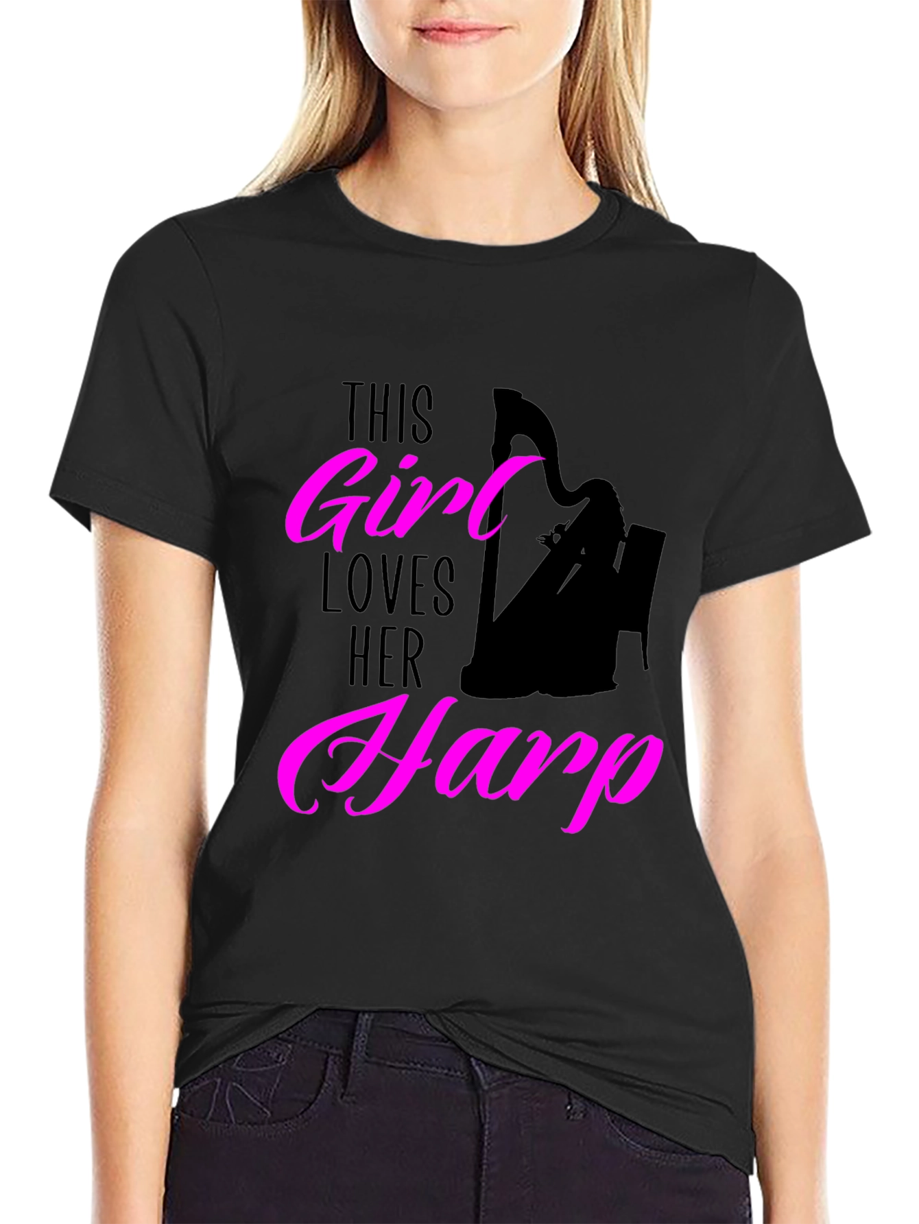 This Girl Loves Her Harp Black T-Shirt