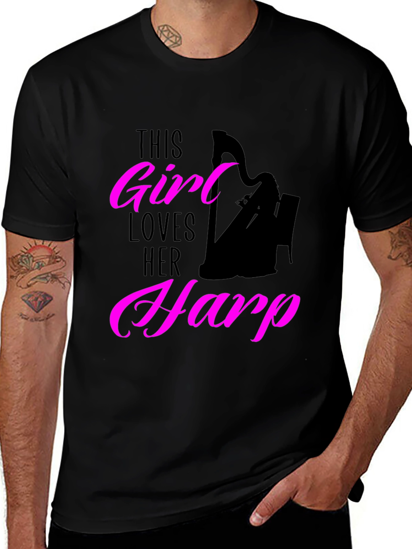This Girl Loves Her Harp Black T-Shirt