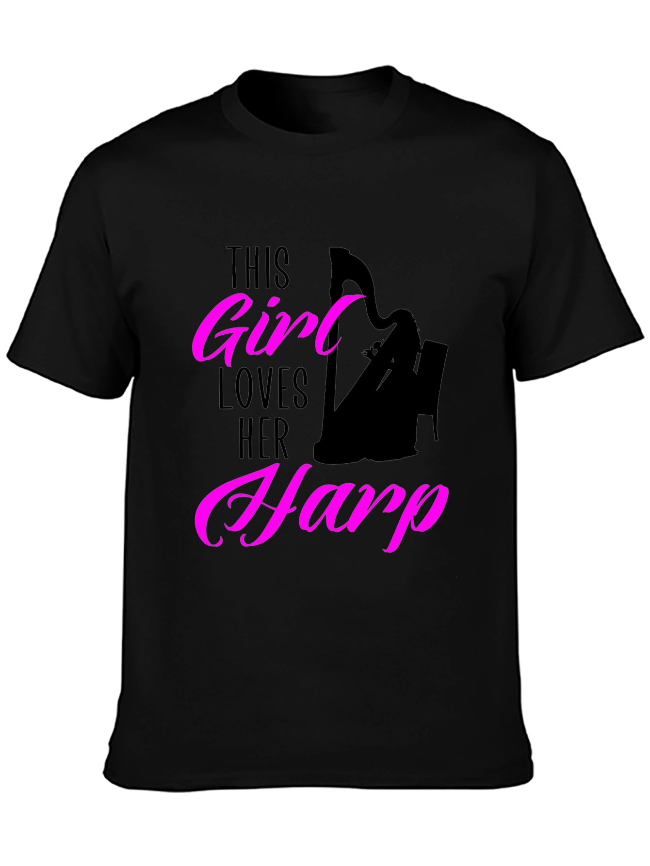 This Girl Loves Her Harp Black T-Shirt