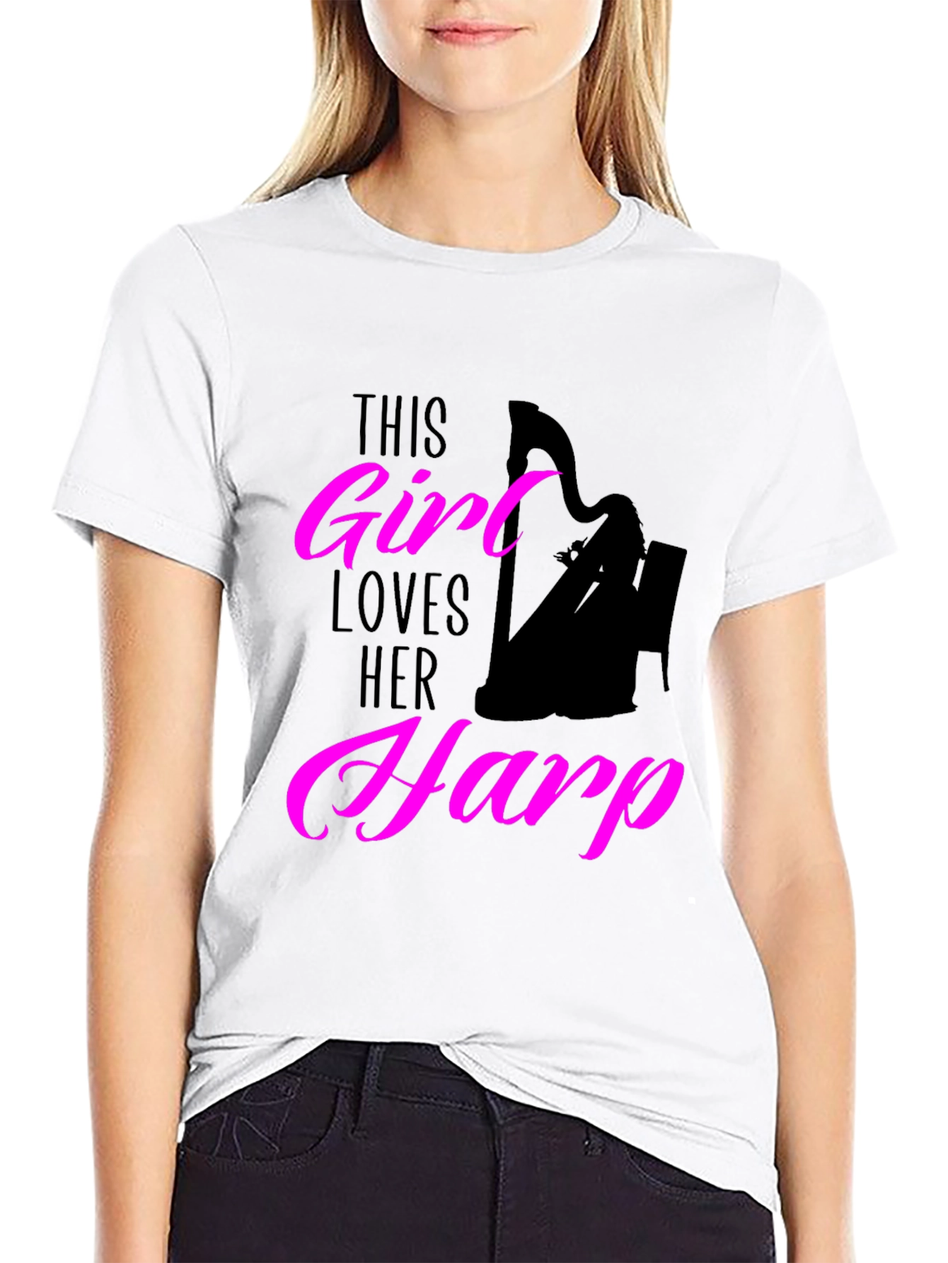 This Girl Loves Her Harp Black T-Shirt
