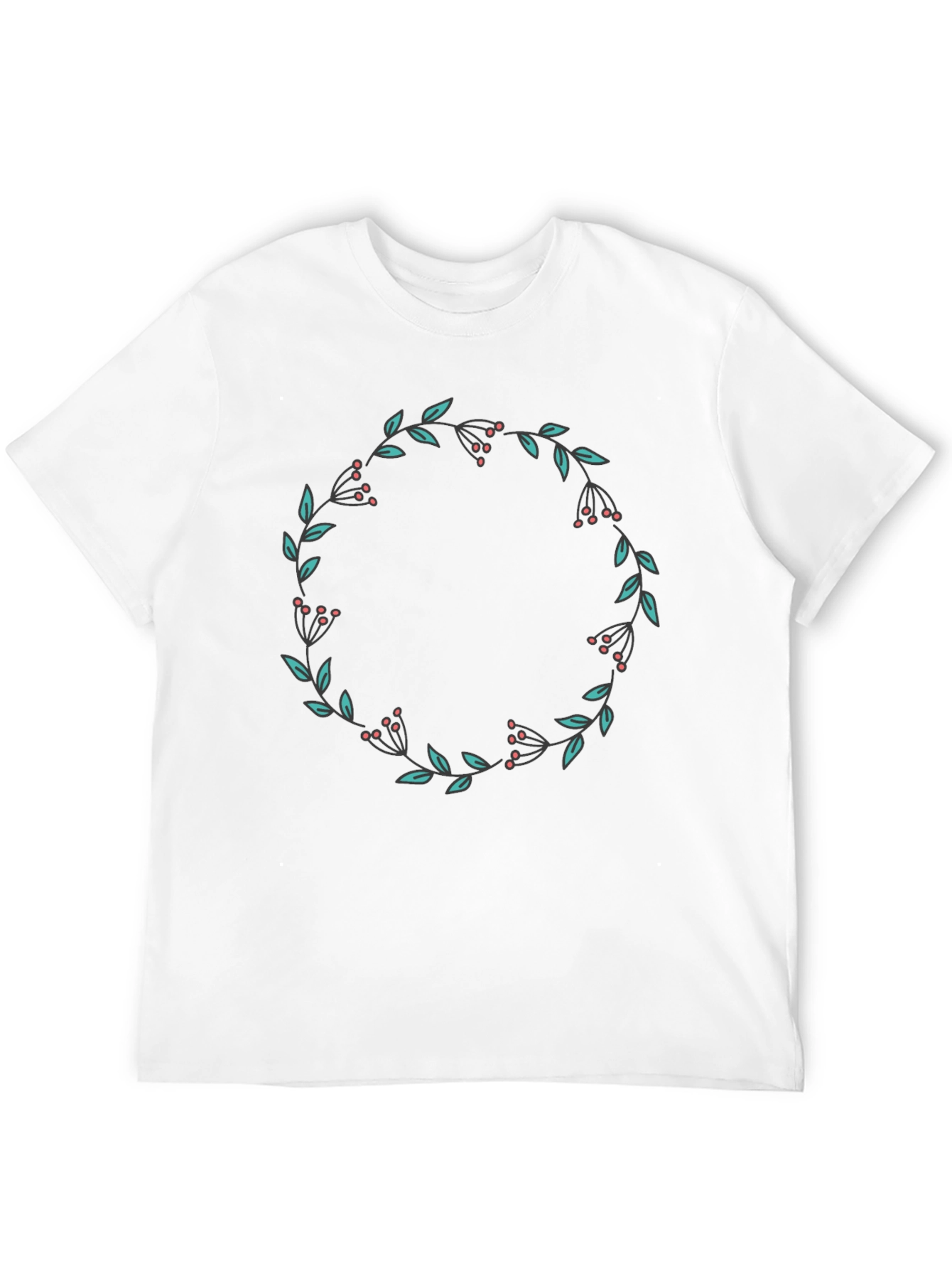 Floral Wreath Graphic Black T-Shirt