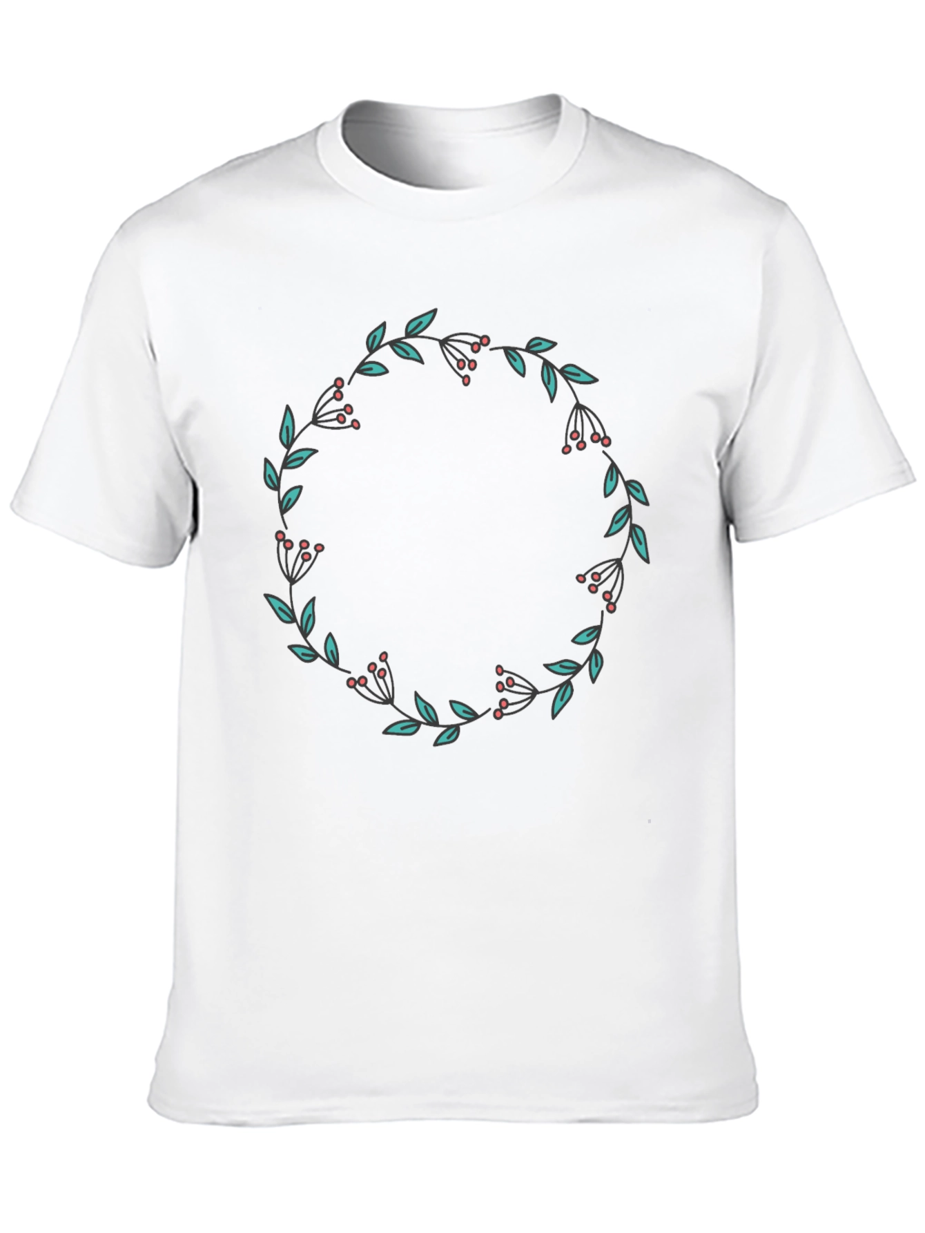 Floral Wreath Graphic Black T-Shirt