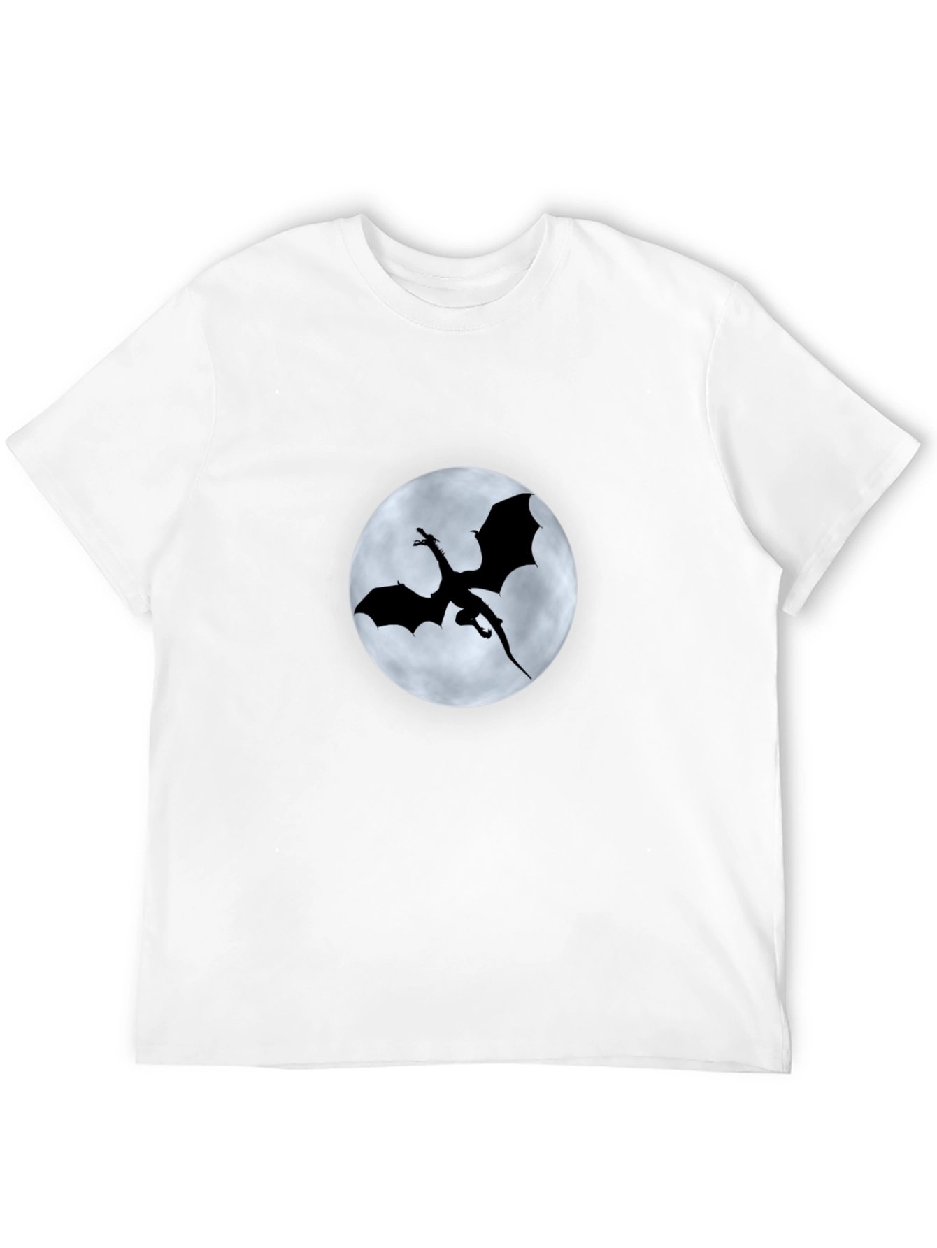 Dragon Silhouette Moon Graphic Black T-Shirt
