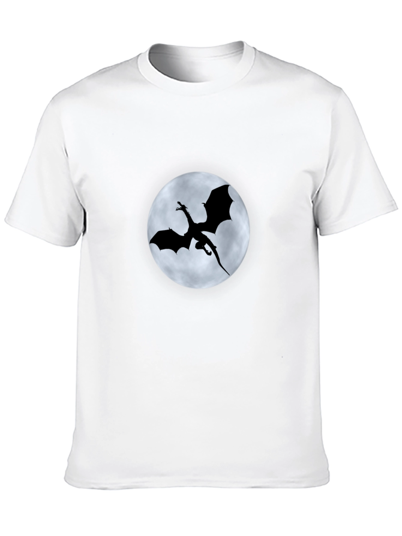 Dragon Silhouette Moon Graphic Black T-Shirt