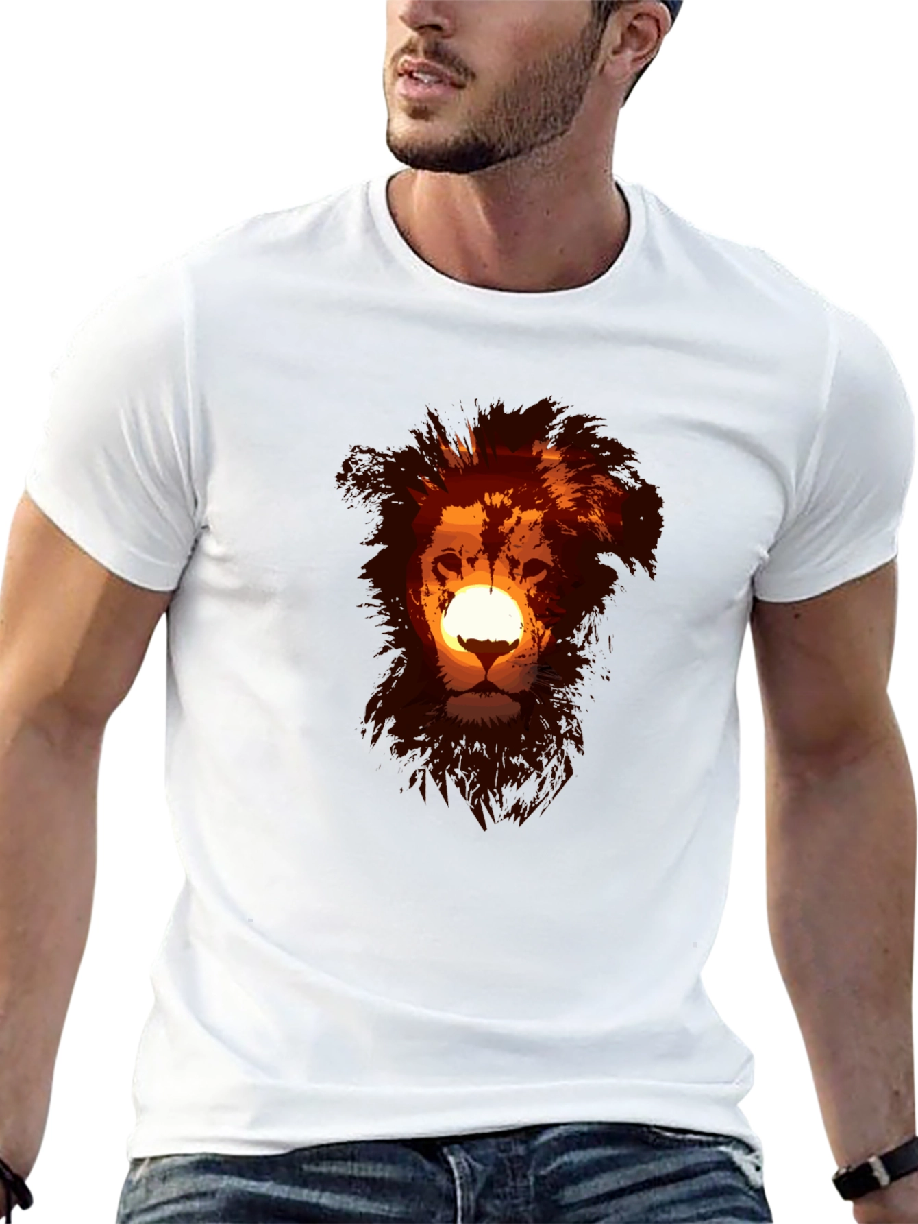 Lion Sunset Graphic Tee - Soft Cotton Blend
