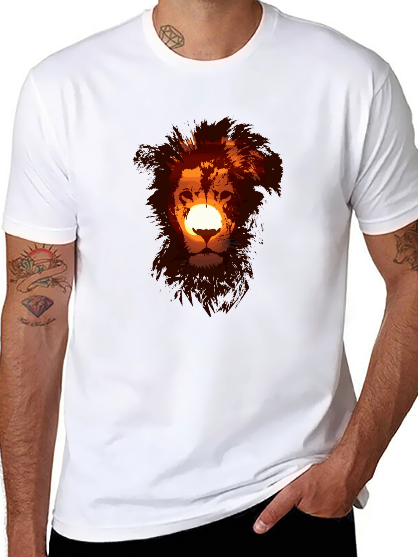 Lion Sunset Graphic Tee - Soft Cotton Blend