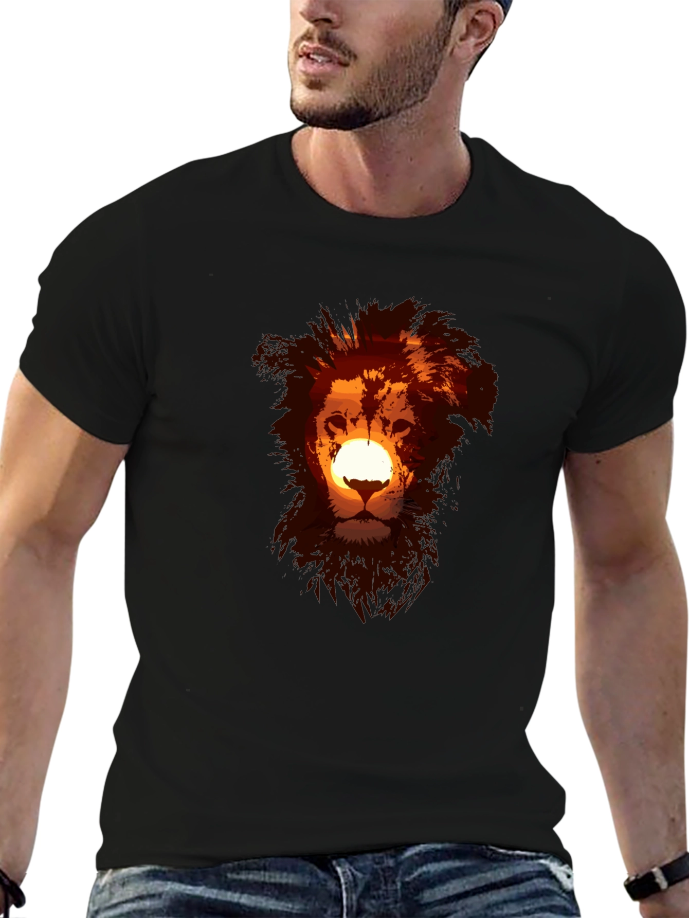 Lion Sunset Graphic Tee - Soft Cotton Blend