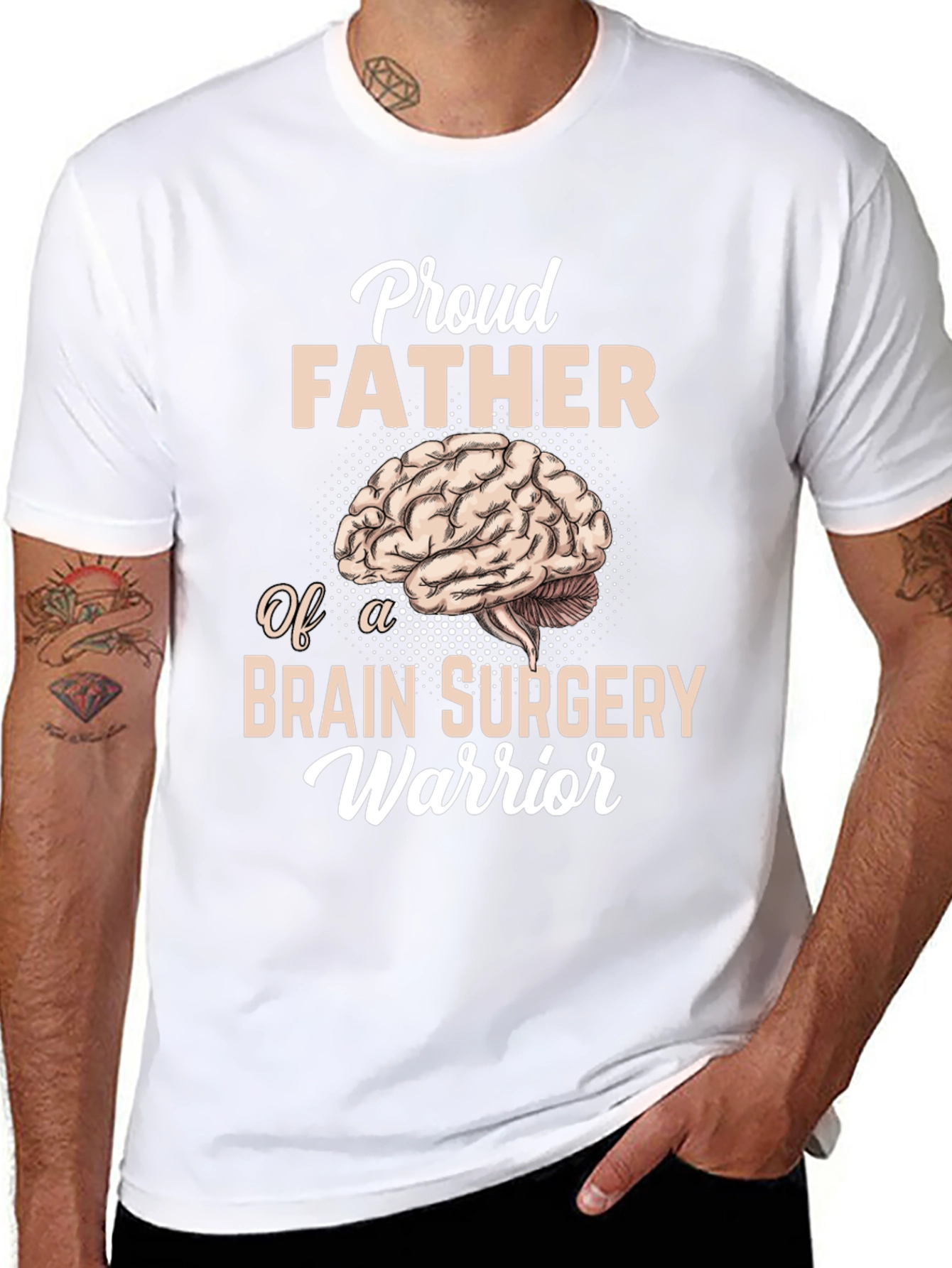 Proud Father Brain Surgery Warrior Graphic T-Shirt