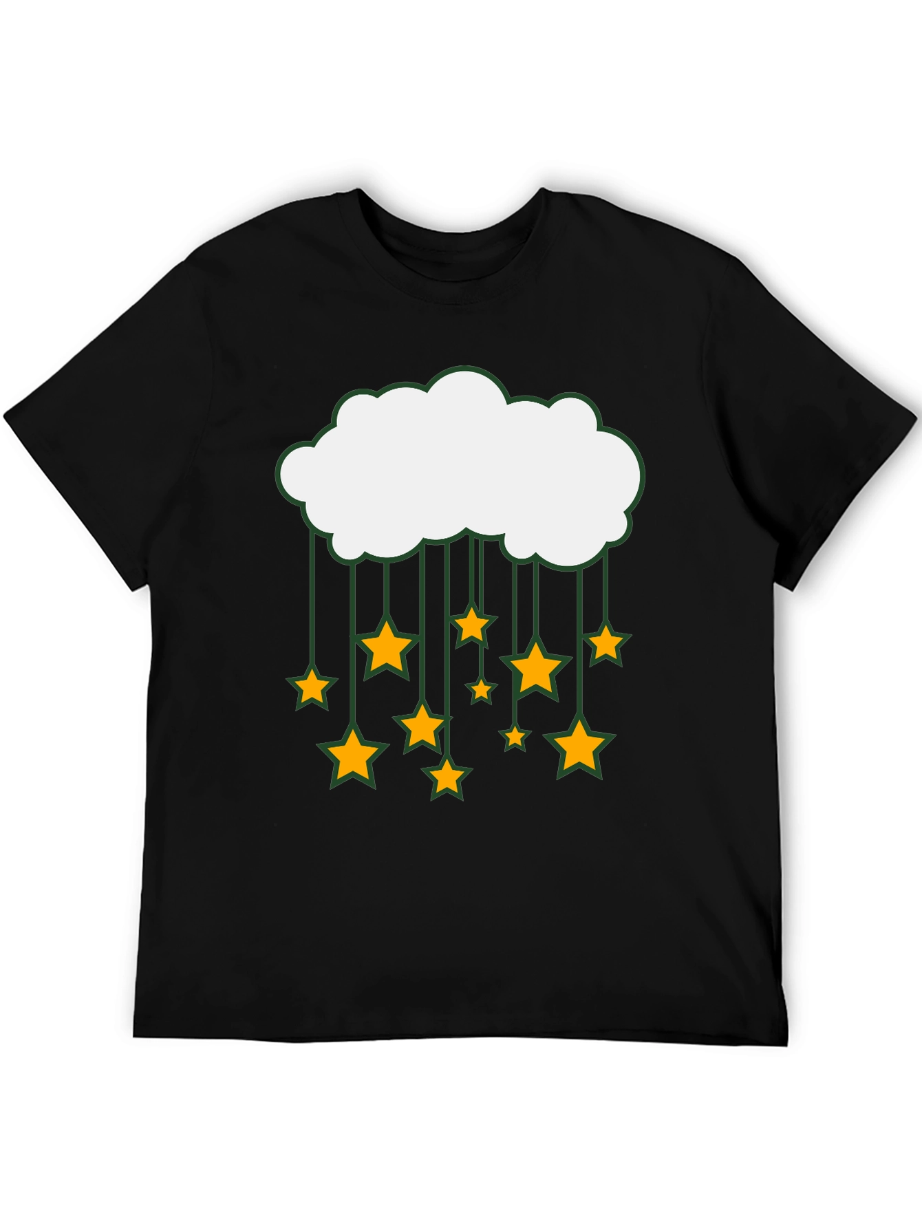 Cloud and Stars Graphic Black T-Shirt