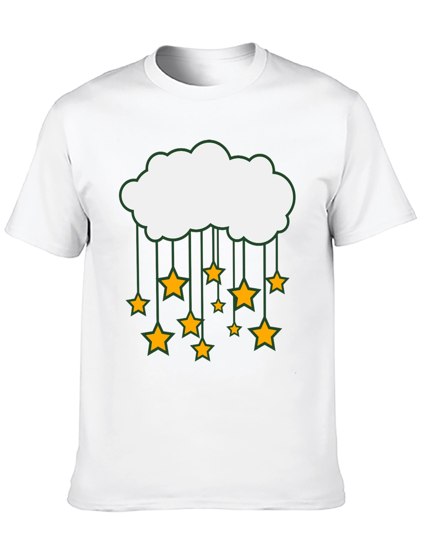 Cloud and Stars Graphic Black T-Shirt