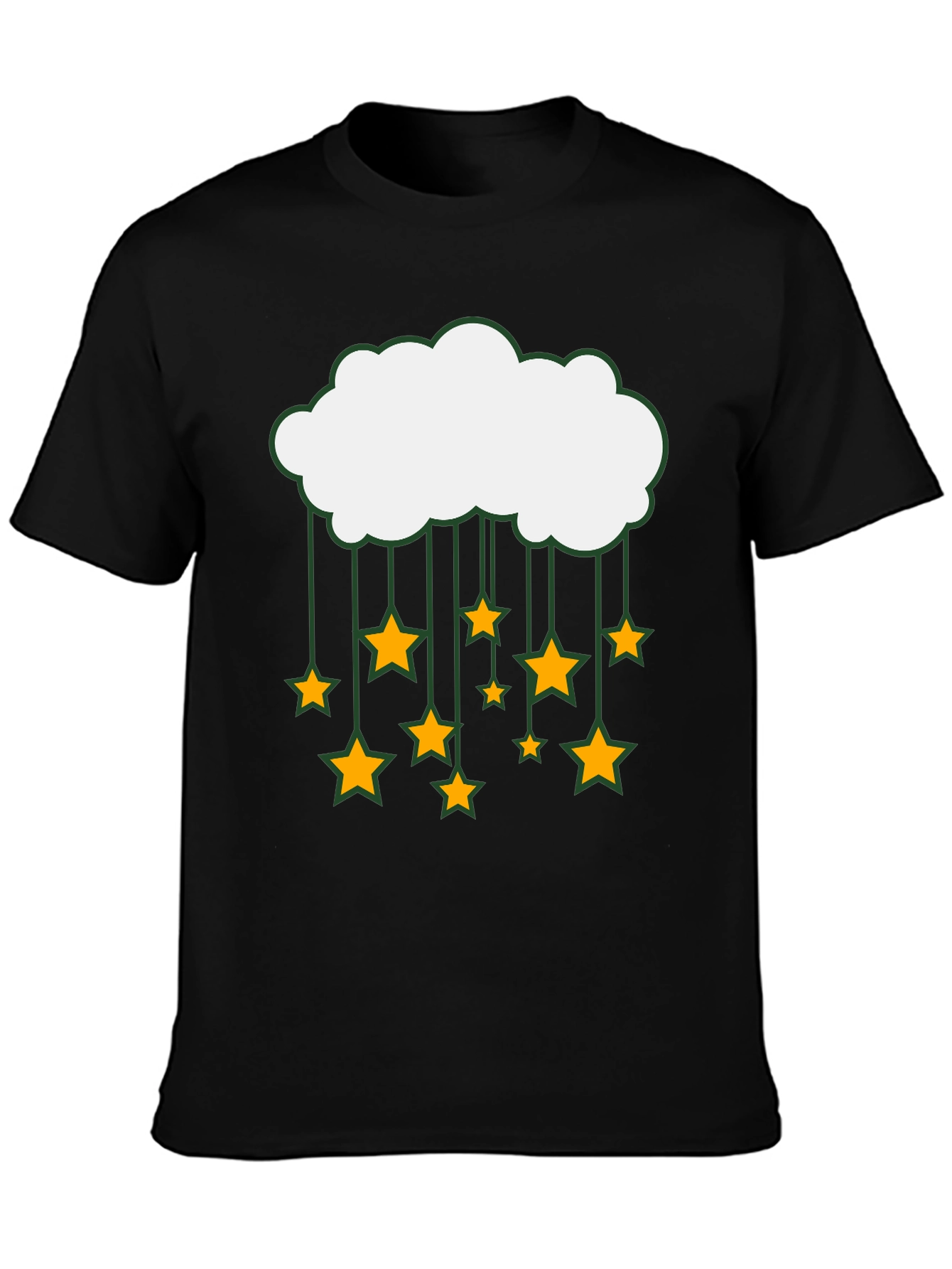 Cloud and Stars Graphic Black T-Shirt