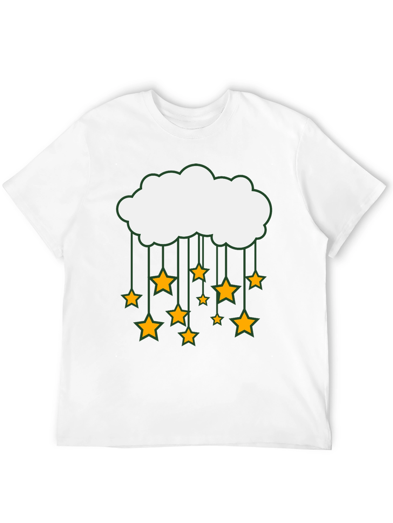 Cloud and Stars Graphic Black T-Shirt