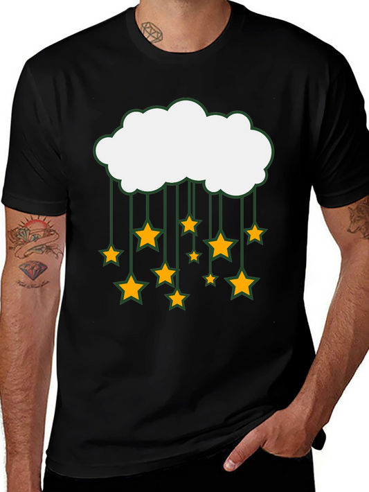 Cloud and Stars Graphic Black T-Shirt